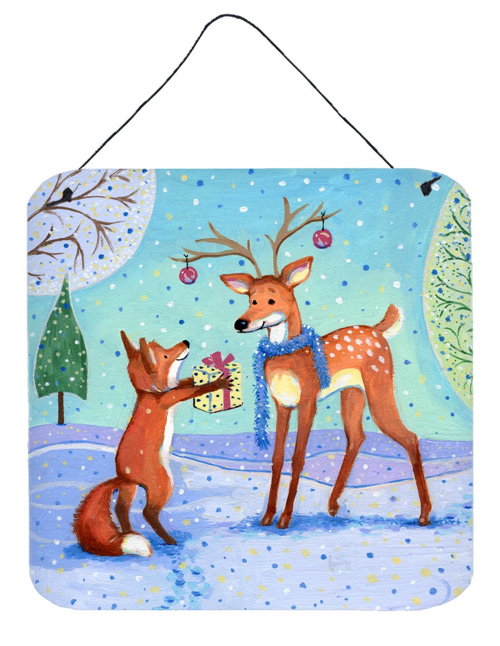 Christmas Present from the Fox Wall or Door Hanging Prints CDCO0416DS66 by Caroline&#39;s Treasures