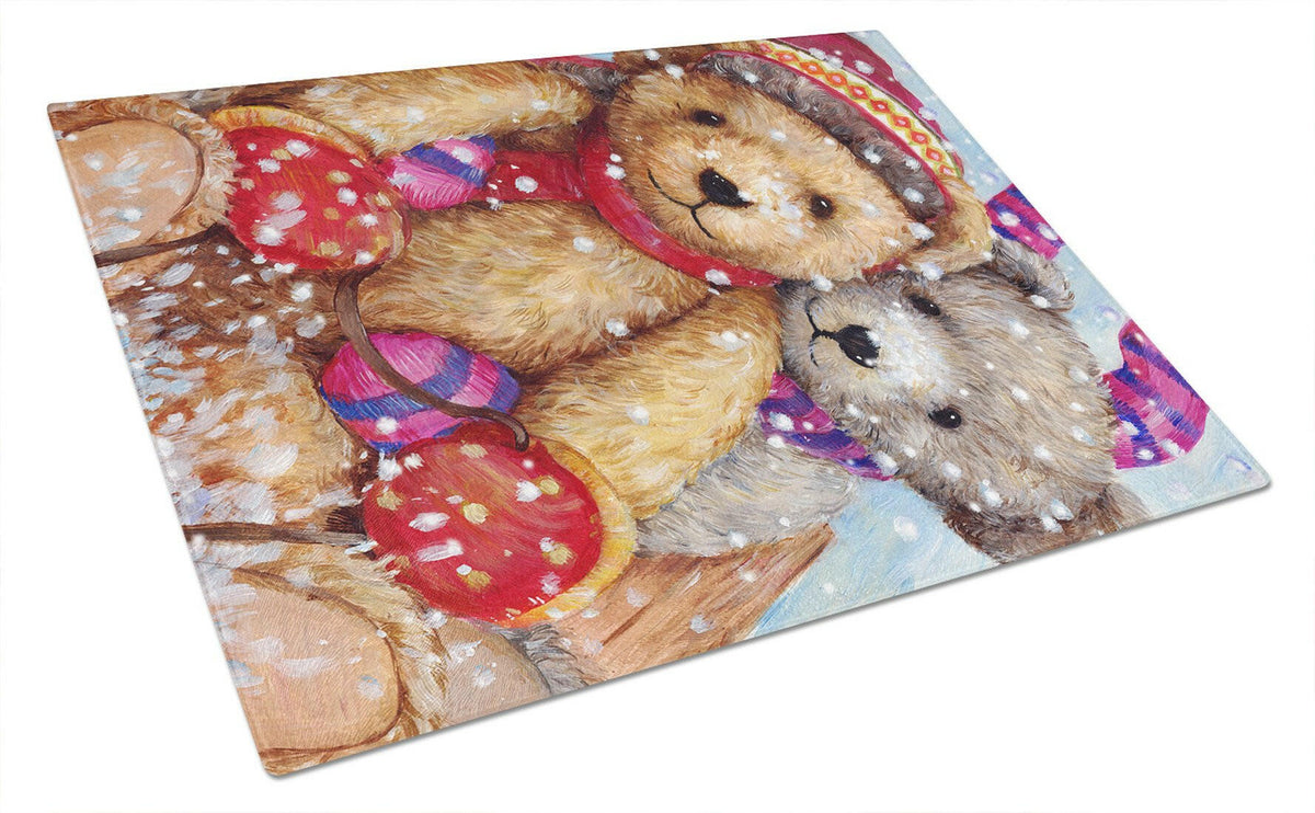 Winter Snow Teddy Bears Glass Cutting Board Large CDCO0461LCB by Caroline&#39;s Treasures