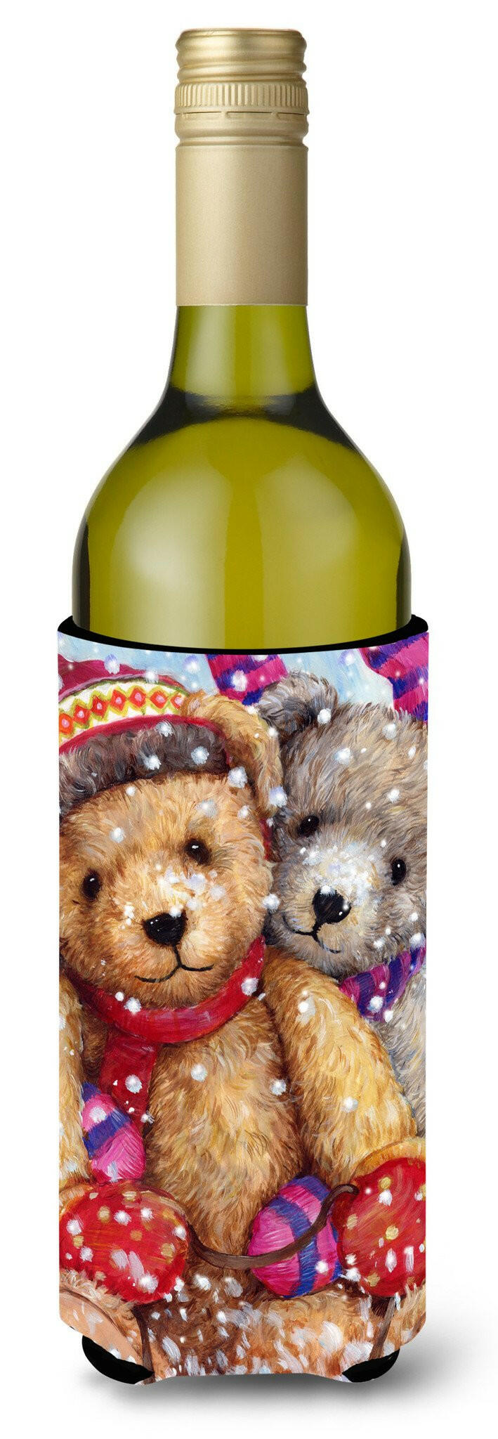 Winter Snow Teddy Bears Wine Bottle Beverage Insulator Hugger CDCO0461LITERK by Caroline&#39;s Treasures