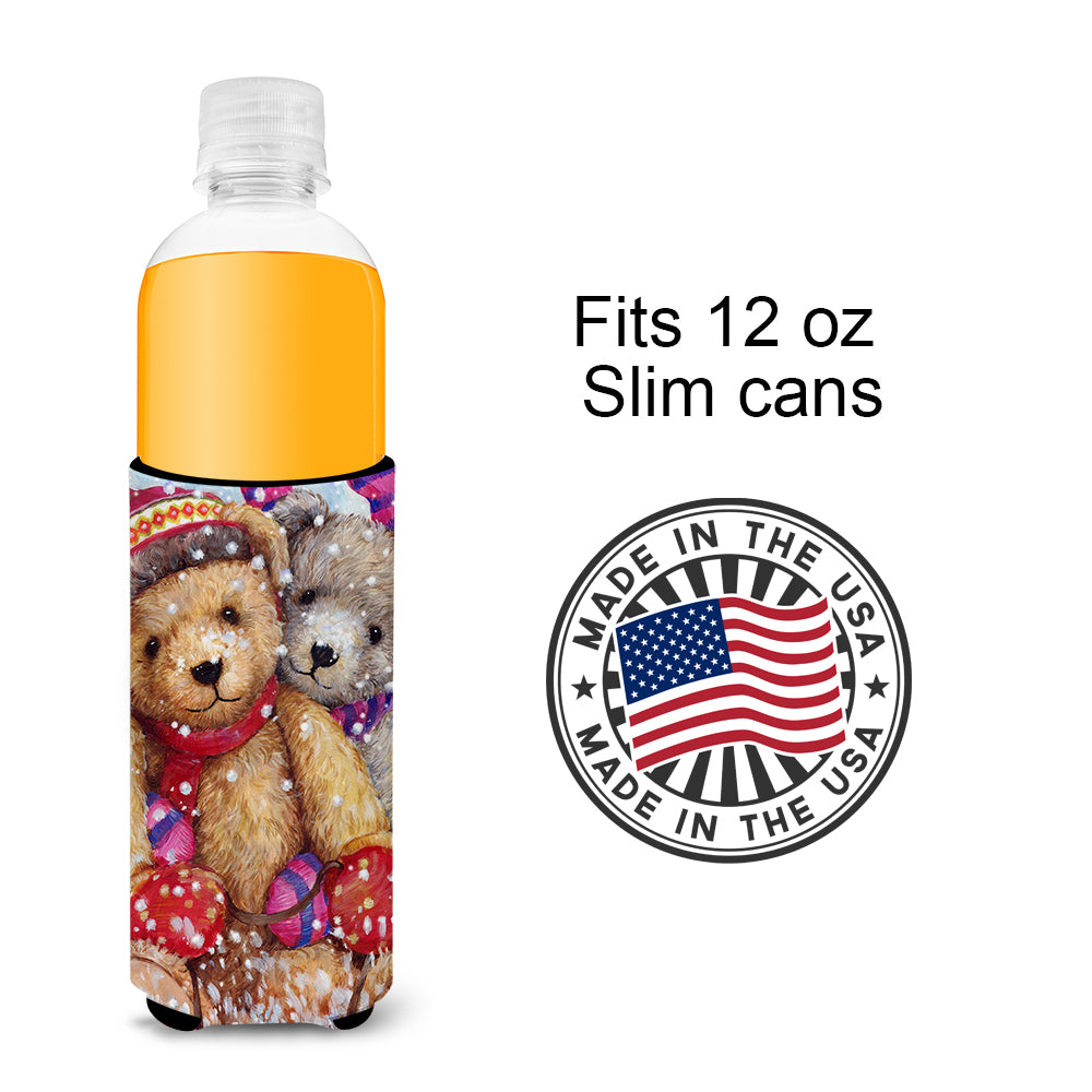 Winter Snow Teddy Bears Ultra Beverage Insulators for slim cans CDCO0461MUK