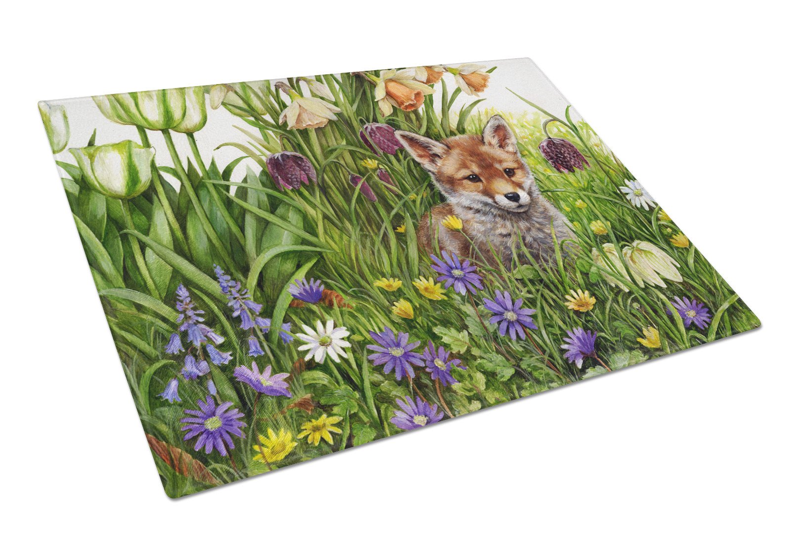 April Fox by Debbie Cook Glass Cutting Board Large CDCO0464LCB by Caroline's Treasures