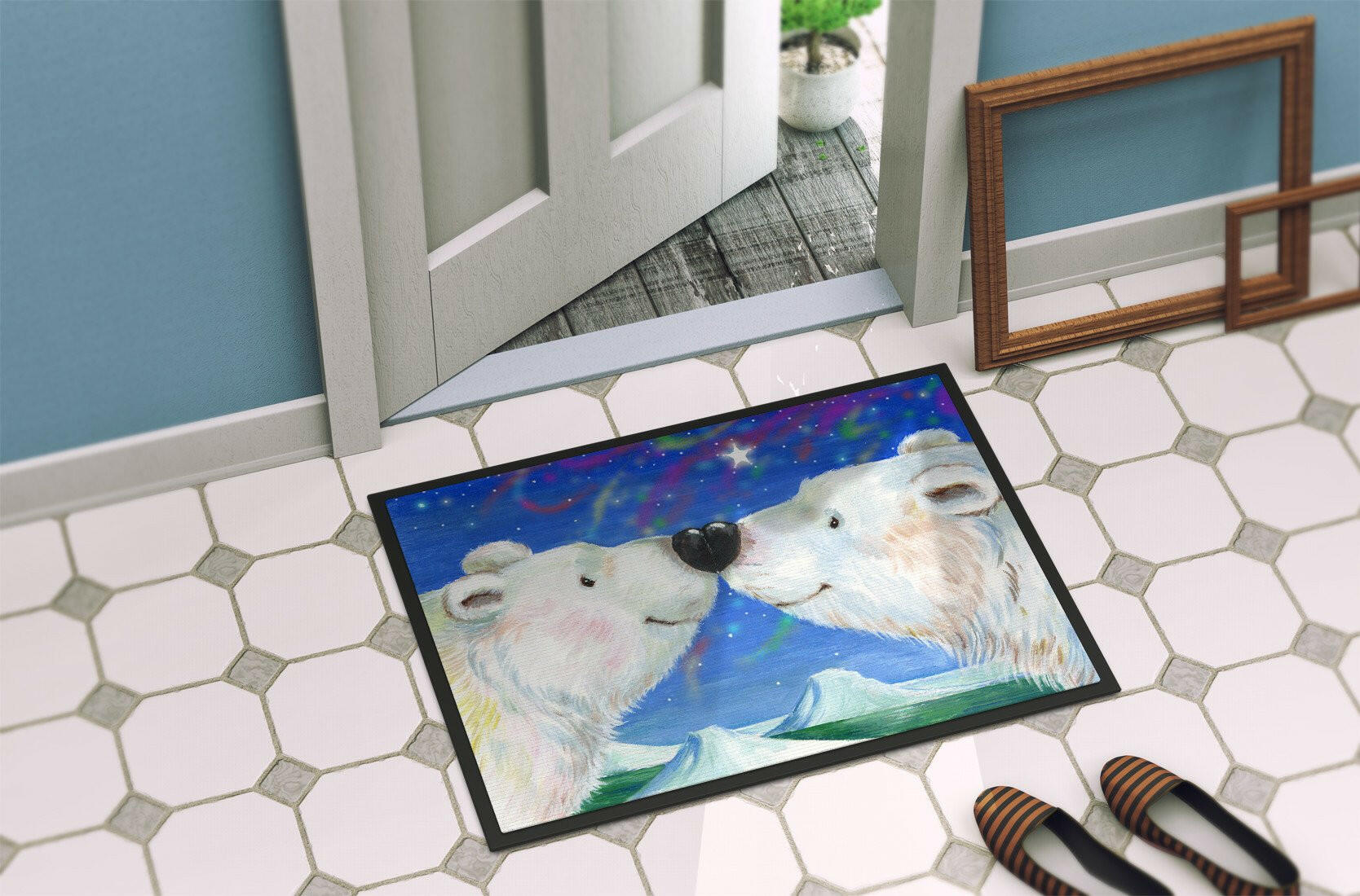 Polar Bears Polar Kiss by Debbie Cook Indoor or Outdoor Mat 24x36 CDCO0487JMAT - the-store.com