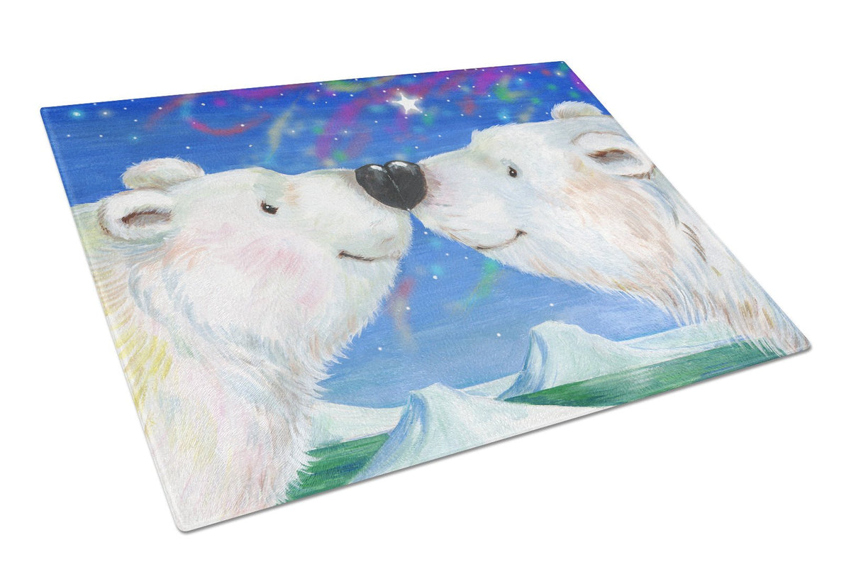 Polar Bears Polar Kiss by Debbie Cook Glass Cutting Board Large CDCO0487LCB by Caroline&#39;s Treasures