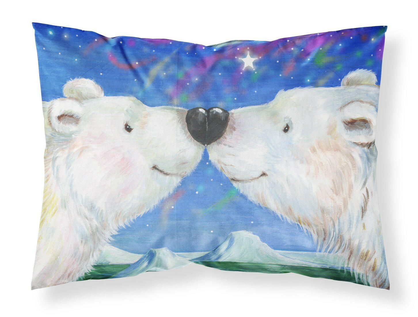 Polar Bears Polar Kiss by Debbie Cook Fabric Standard Pillowcase CDCO0487PILLOWCASE by Caroline's Treasures