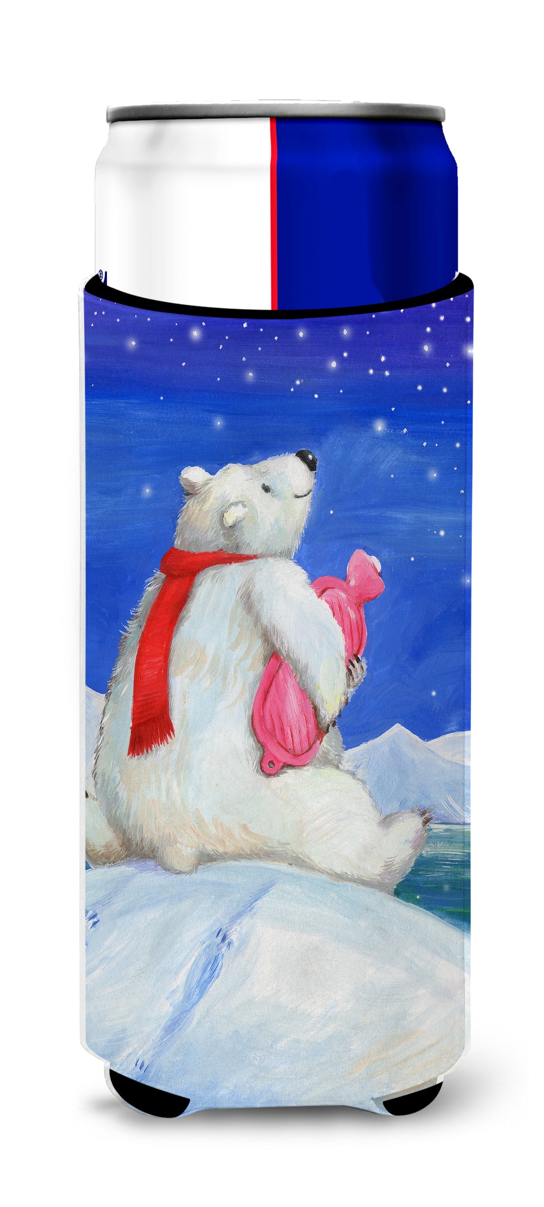 Polar Bear with Hot Water Bottle Ultra Beverage Insulators for slim cans CDCO0488MUK  the-store.com.