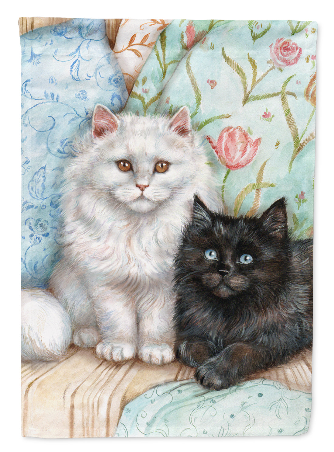 A Black Cat and A White Cat Flag Canvas House Size CDCO0510CHF  the-store.com.