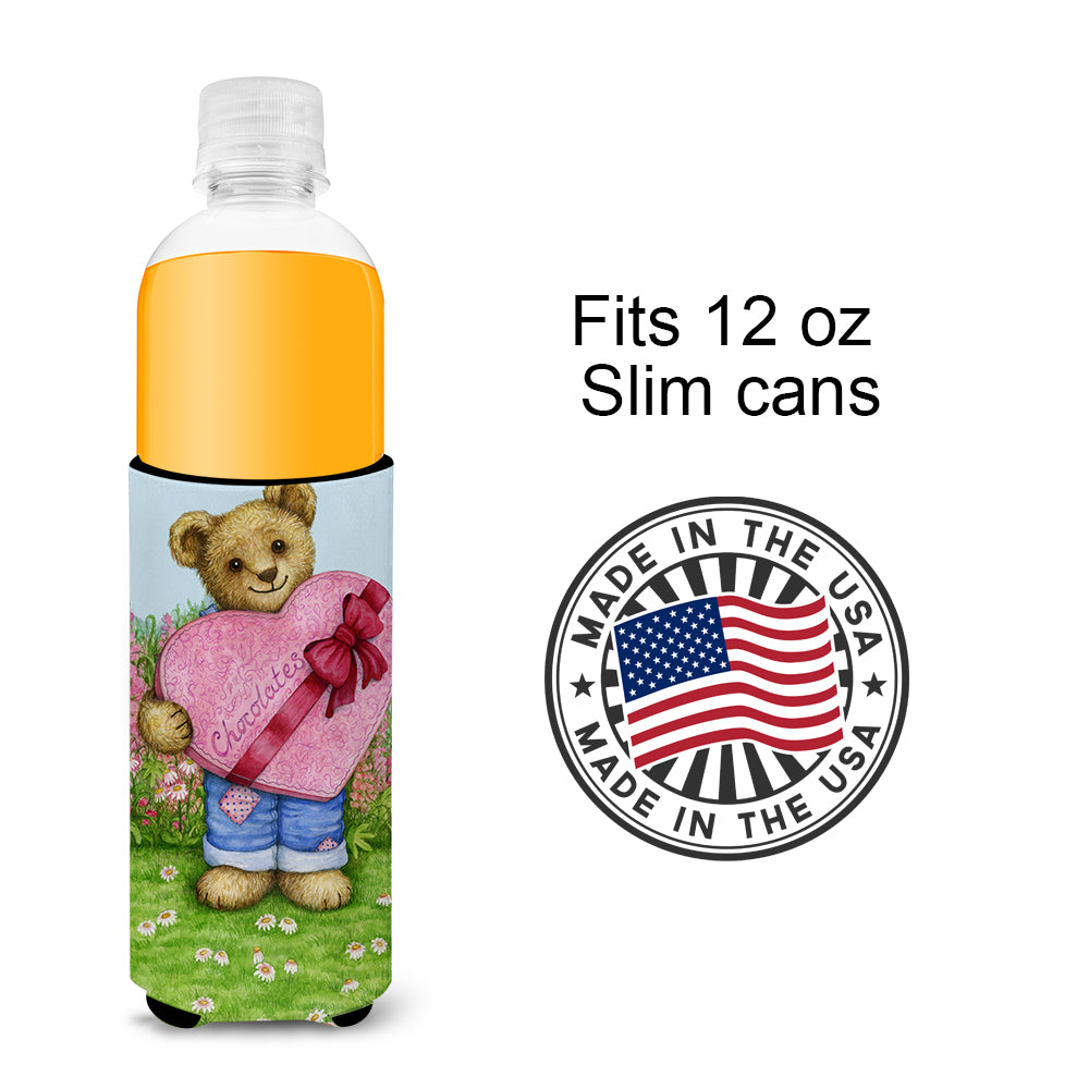 Valentine Teddy Bear with Chocolates Ultra Beverage Insulators for slim cans CDCO318AMUK  the-store.com.