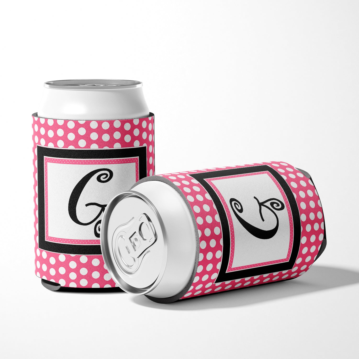 Lettre G Monogramme Initial - Rose Noir Pois Peut ou Bouteille Beverage Insulator Hugger