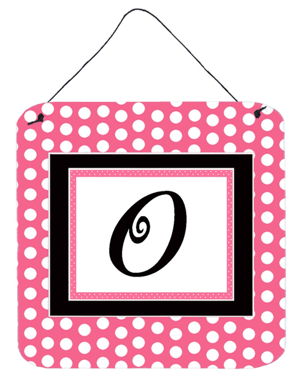 Letter O Initial  - Pink Black Polka Dots Wall or Door Hanging Prints by Caroline's Treasures