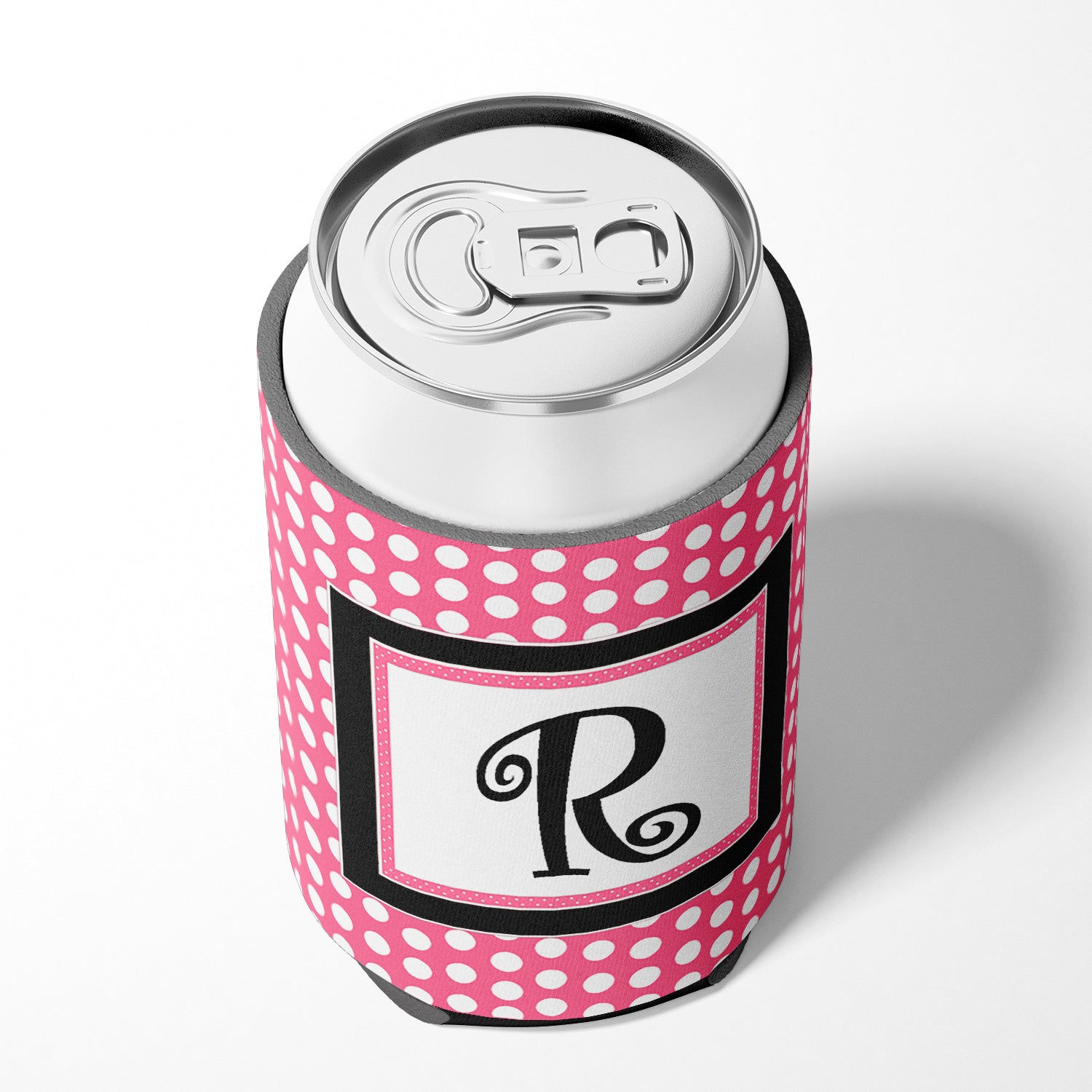 Lettre R Monogramme Initial - Rose Noir Pois Peut ou Bouteille Beverage Insulator Hugger