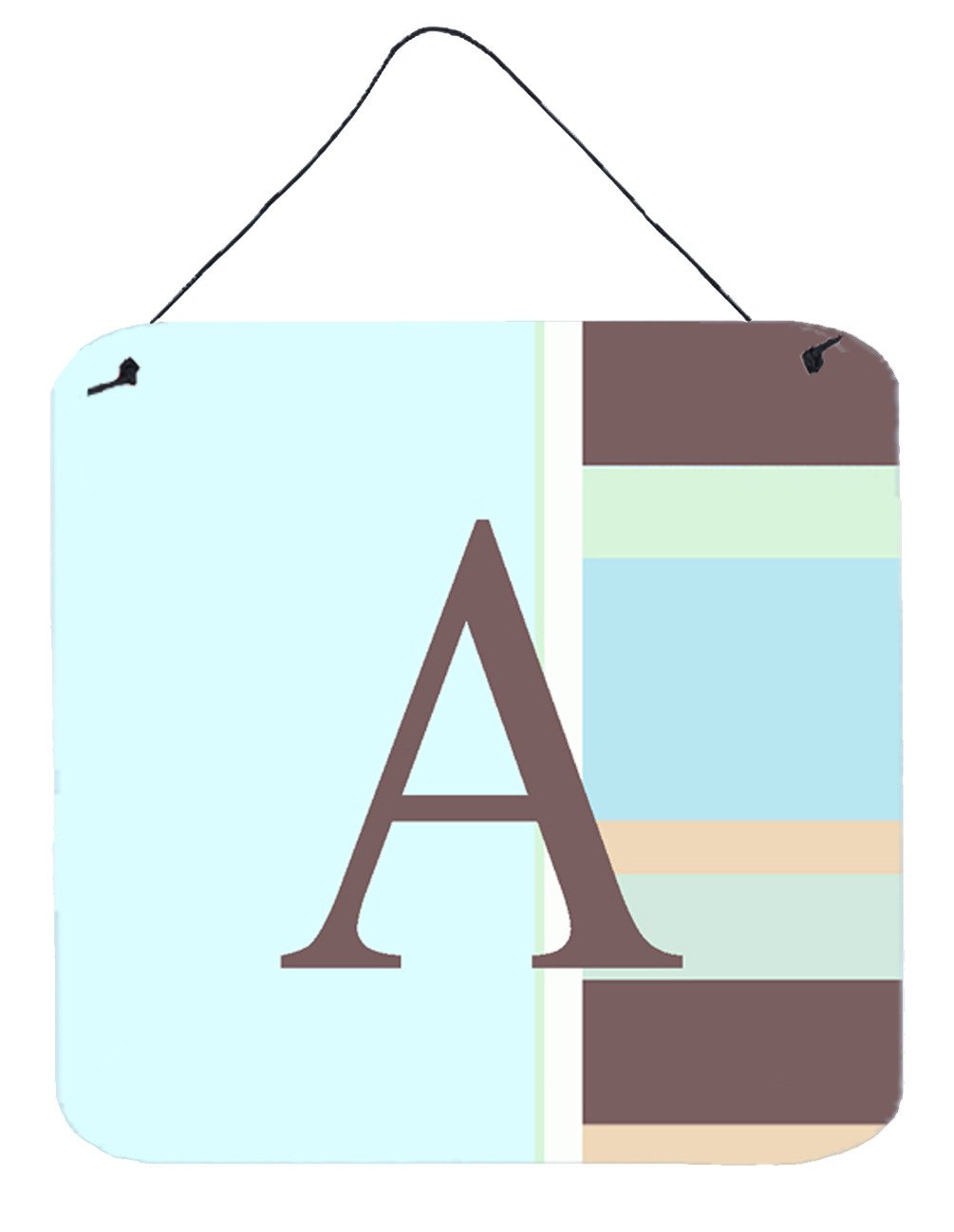 Letter A Initial Monogram - Blue Stripes Wall or Door Hanging Prints by Caroline&#39;s Treasures