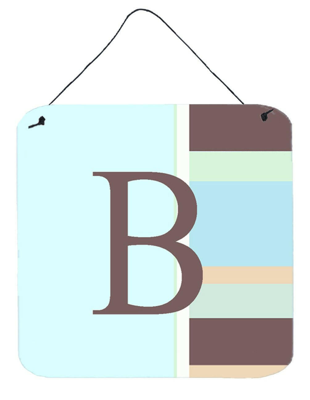 Letter B Initial Monogram - Blue Stripes Wall or Door Hanging Prints by Caroline&#39;s Treasures