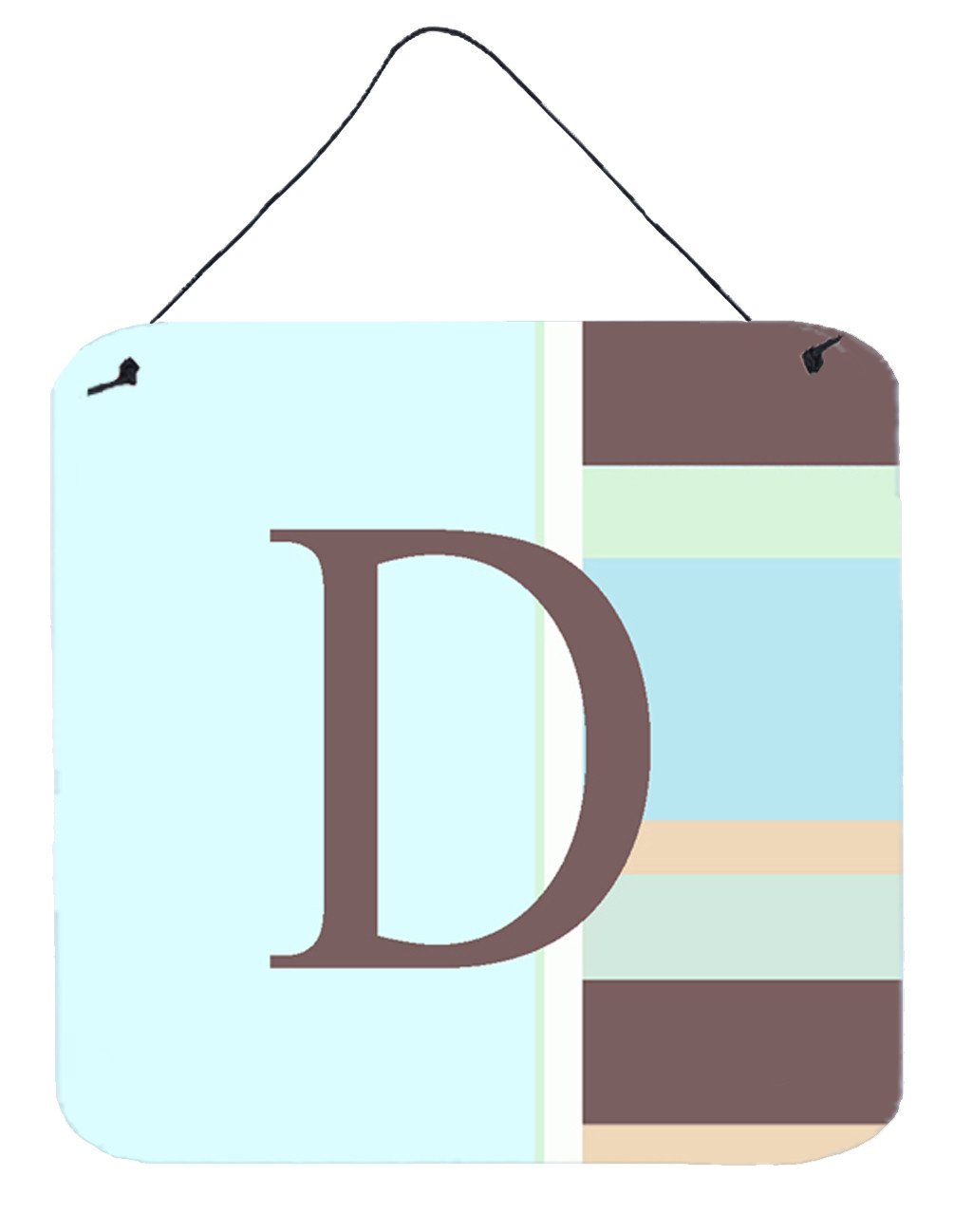 Letter D Initial Monogram - Blue Stripes Wall or Door Hanging Prints by Caroline's Treasures