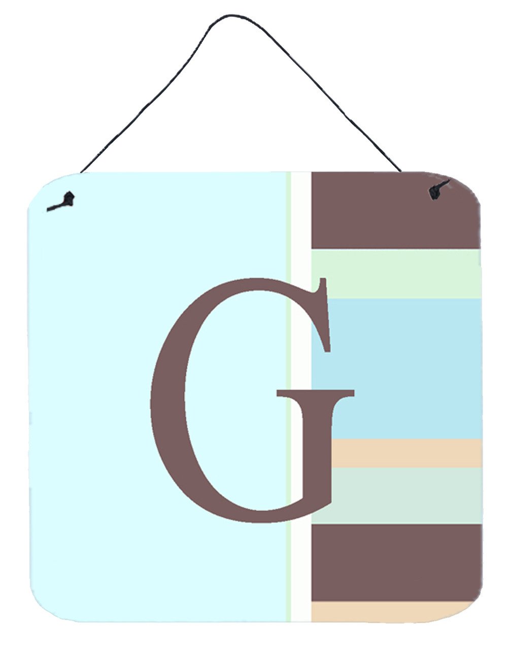 Letter G Initial Monogram - Blue Stripes Wall or Door Hanging Prints by Caroline&#39;s Treasures