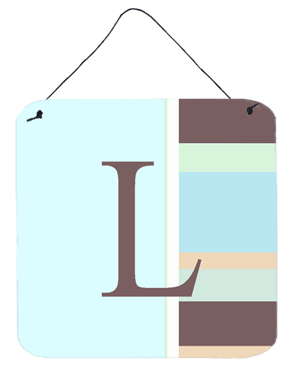 Letter L Initial Monogram - Blue Stripes Wall or Door Hanging Prints by Caroline&#39;s Treasures