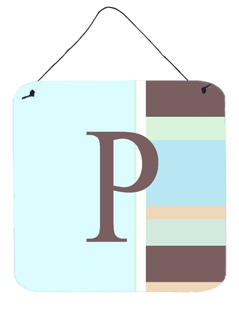Letter P Initial Monogram - Blue Stripes Wall or Door Hanging Prints by Caroline&#39;s Treasures