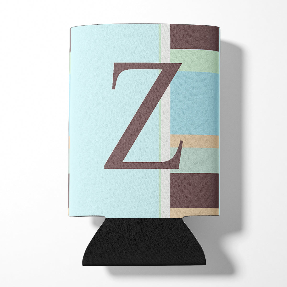 Letter Z Initial Monogram - Blue Stripes Can or Bottle Beverage Insulator Hugger