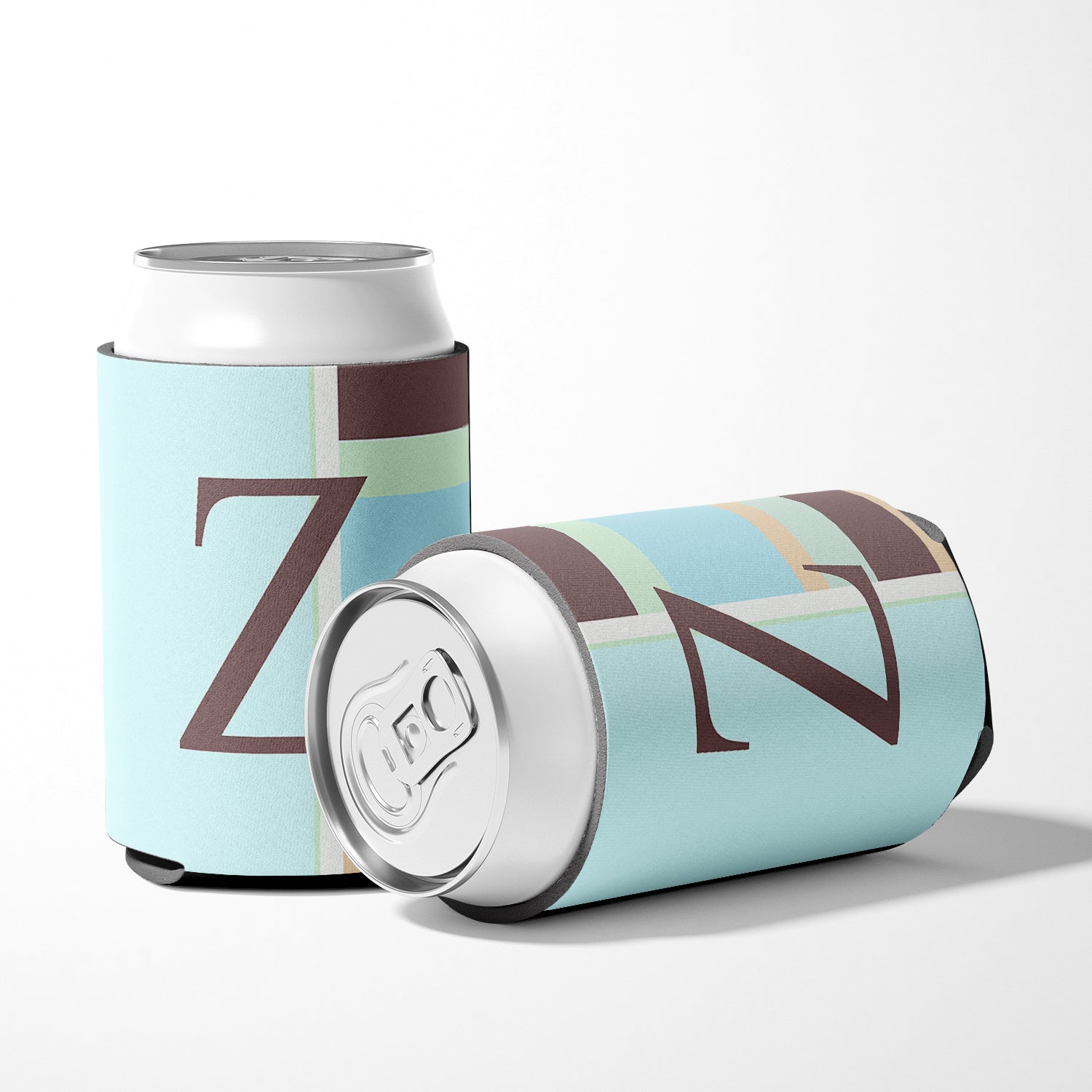Lettre Z Initial Monogram - Blue Stripes Can or Bottle Beverage Insulator Hugger