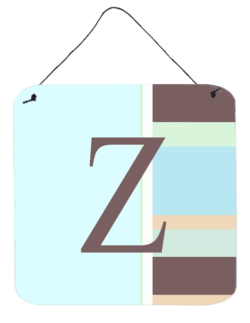 Letter Z Initial Monogram - Blue Stripes Wall or Door Hanging Prints by Caroline's Treasures