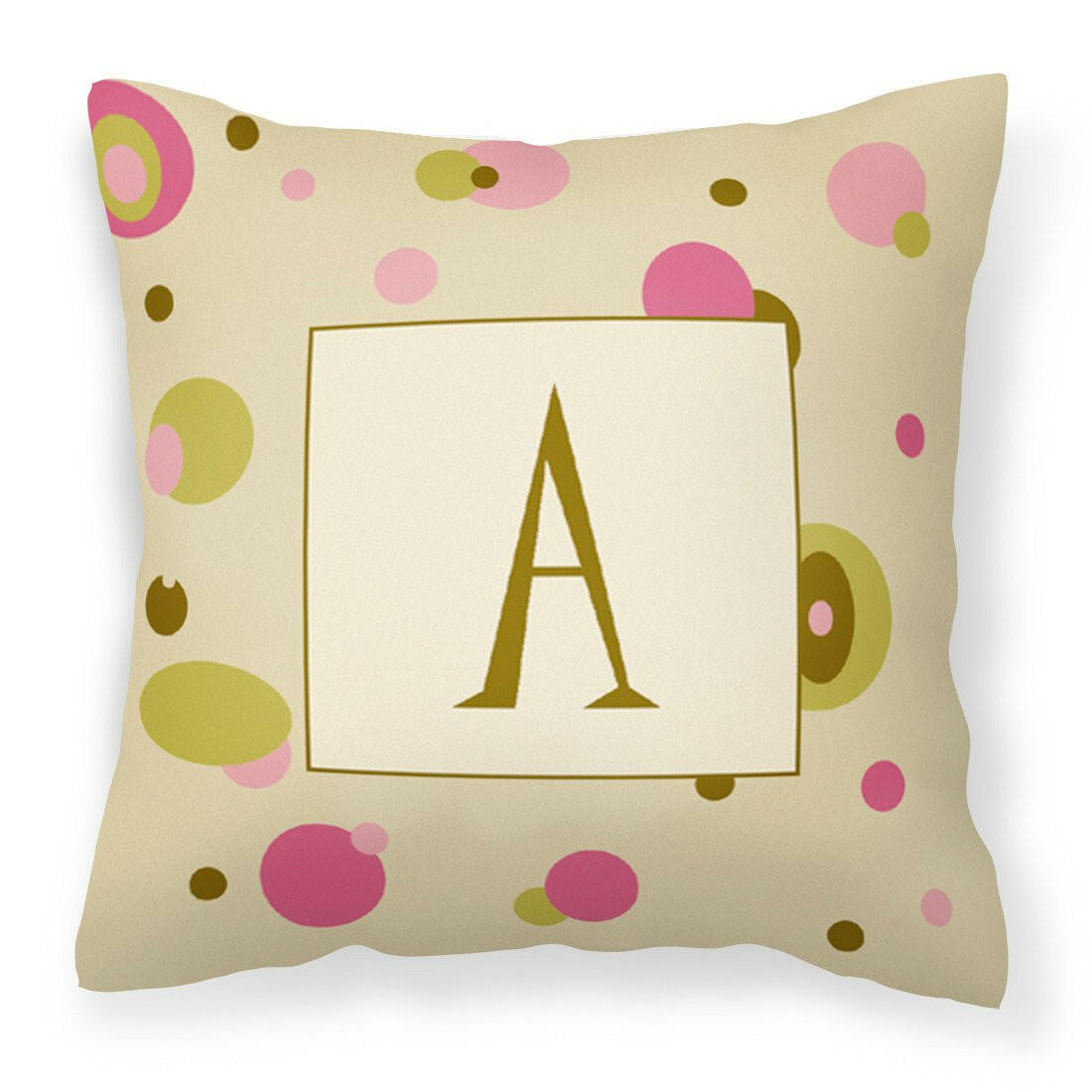 Letter A Monogram - Tan Dots Fabric Decorative Pillow CJ1004-APW1414 - the-store.com