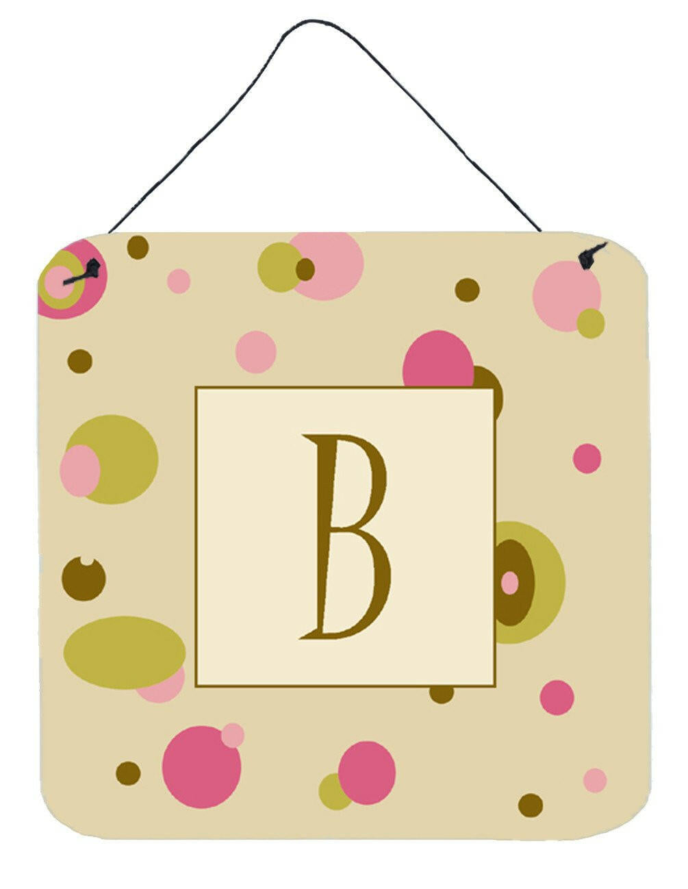 Letter B Initial Monogram - Tan Dots Wall or Door Hanging Prints by Caroline&#39;s Treasures