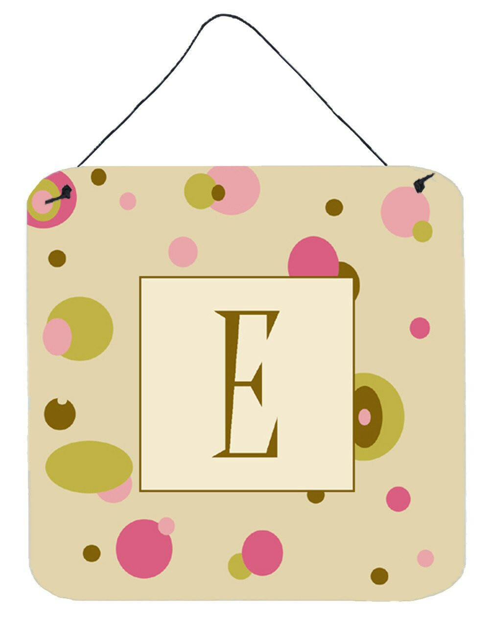Letter E Initial Monogram - Tan Dots Wall or Door Hanging Prints by Caroline&#39;s Treasures