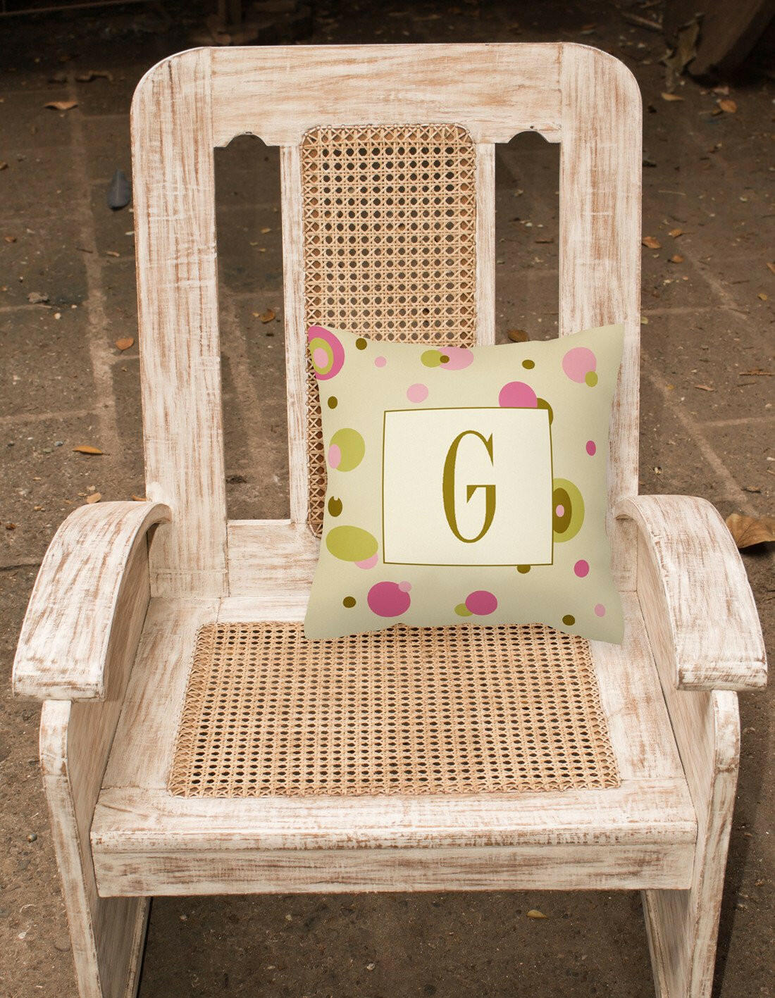 Letter G Initial Monogram - Tan Dots Decorative   Canvas Fabric Pillow - the-store.com