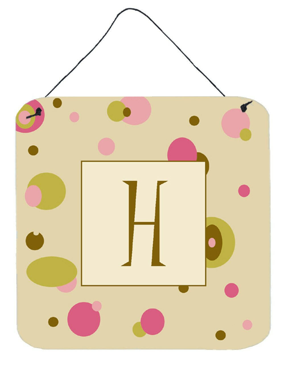 Letter H Initial Monogram - Tan Dots Wall or Door Hanging Prints by Caroline&#39;s Treasures