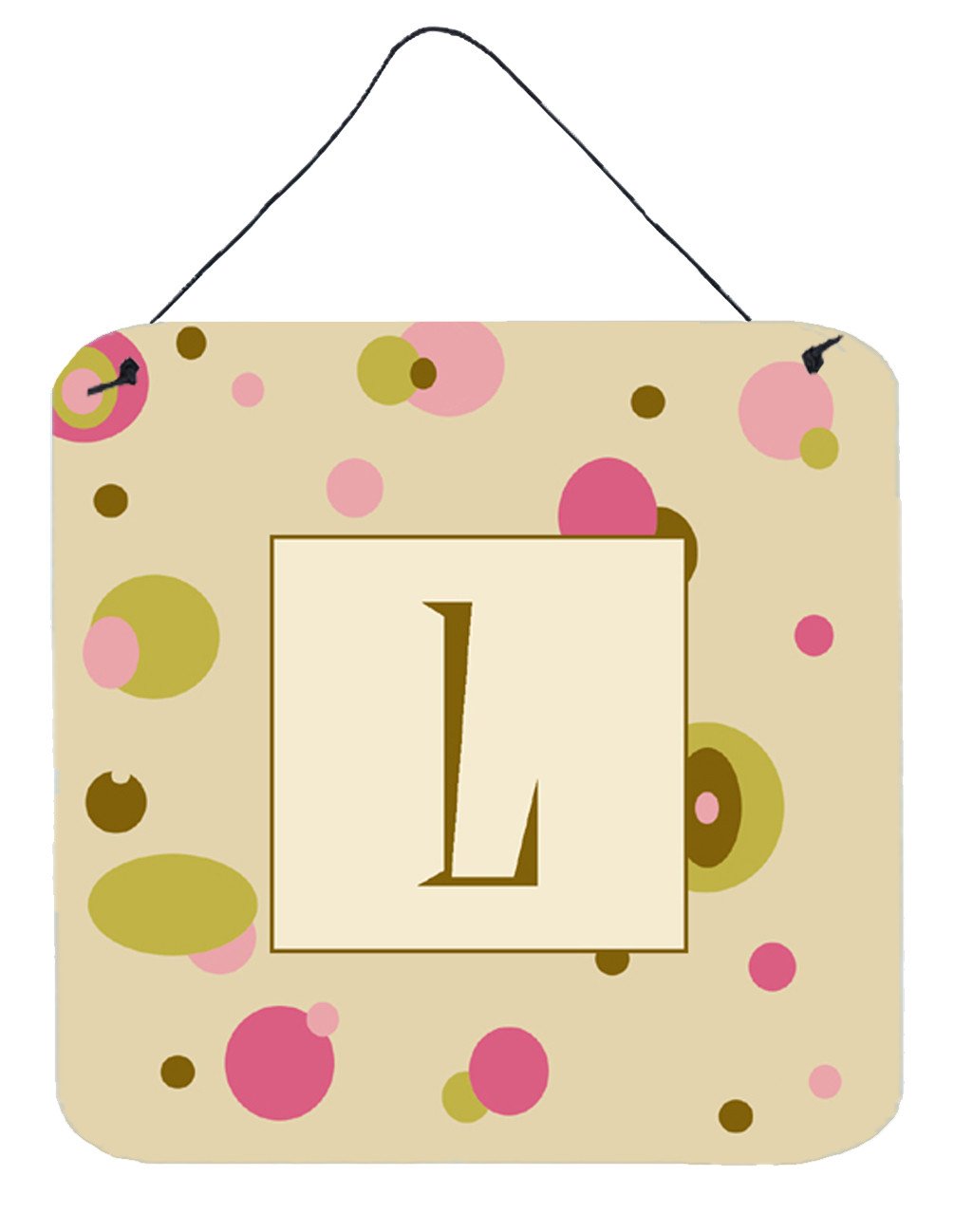 Letter L Initial Monogram - Tan Dots Wall or Door Hanging Prints by Caroline&#39;s Treasures