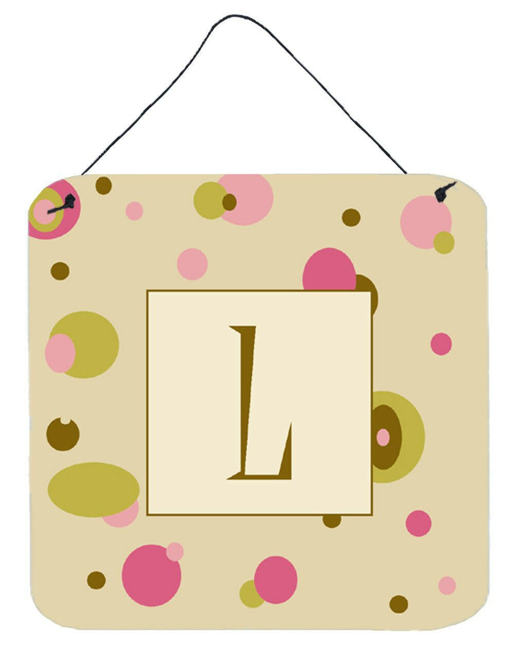 Letter L Initial Monogram - Tan Dots Wall or Door Hanging Prints by Caroline&#39;s Treasures