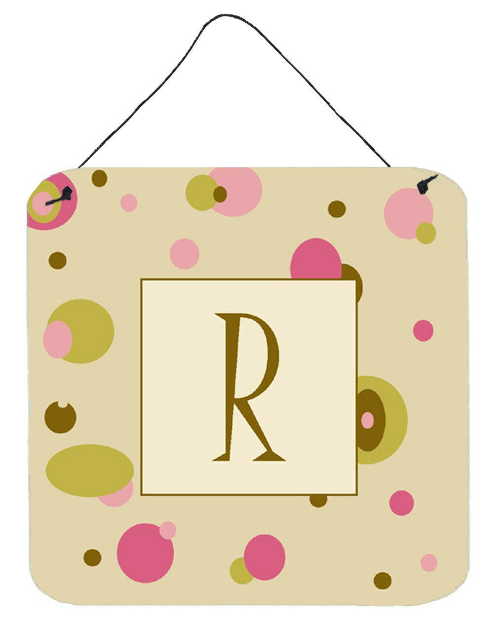 Letter R Initial Monogram - Tan Dots Wall or Door Hanging Prints by Caroline&#39;s Treasures