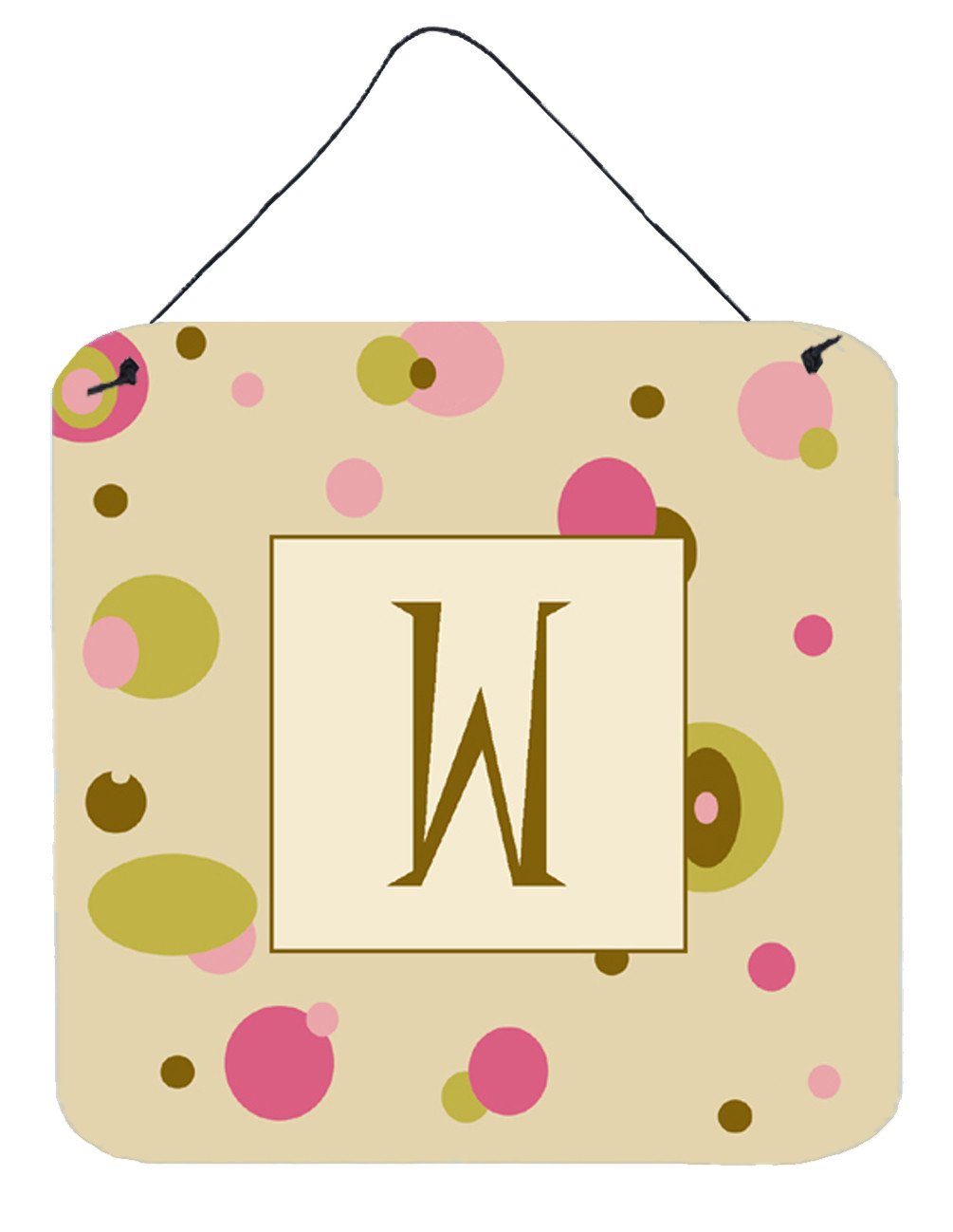Letter W Initial Monogram - Tan Dots Wall or Door Hanging Prints by Caroline's Treasures