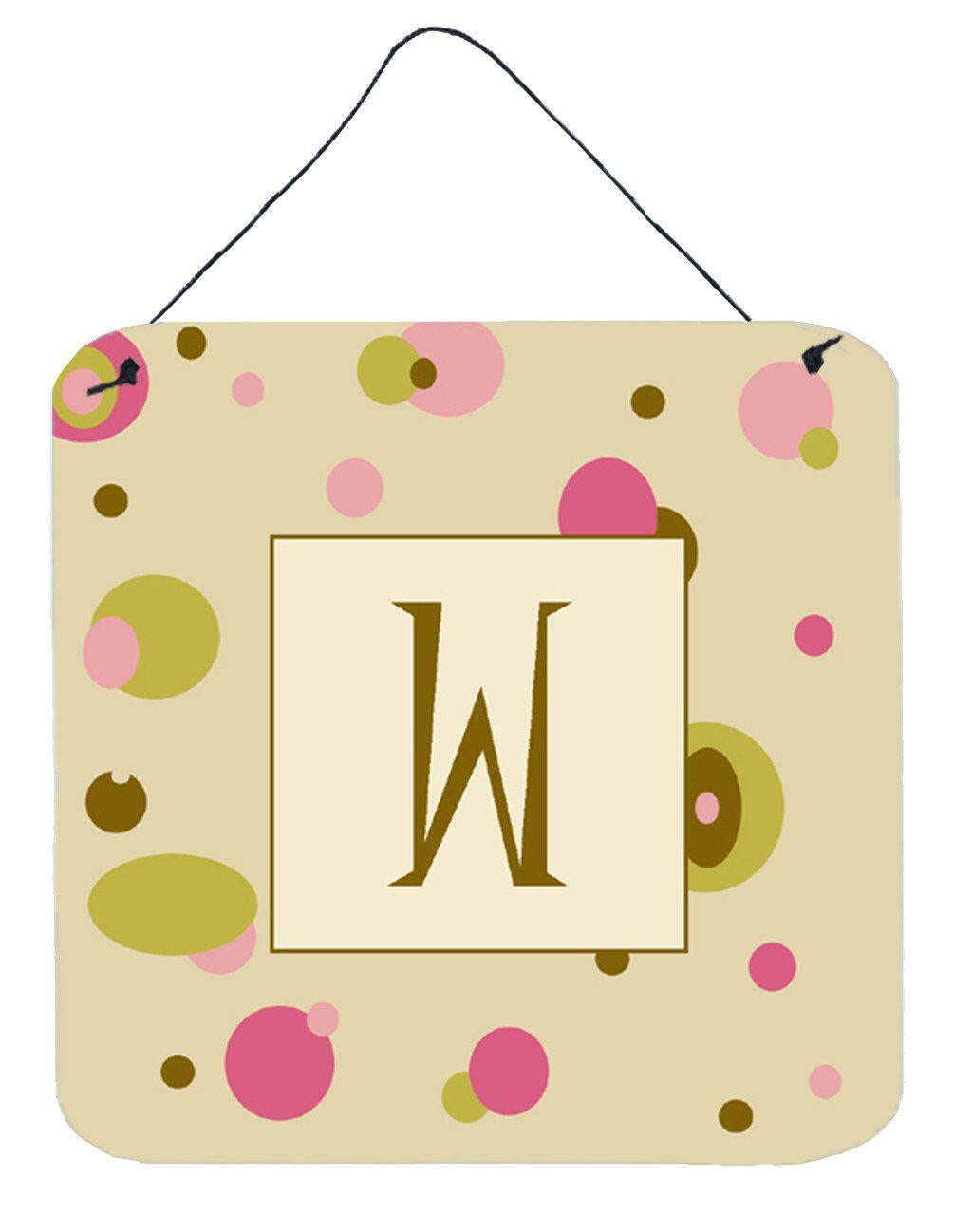 Letter W Initial Monogram - Tan Dots Wall or Door Hanging Prints by Caroline&#39;s Treasures