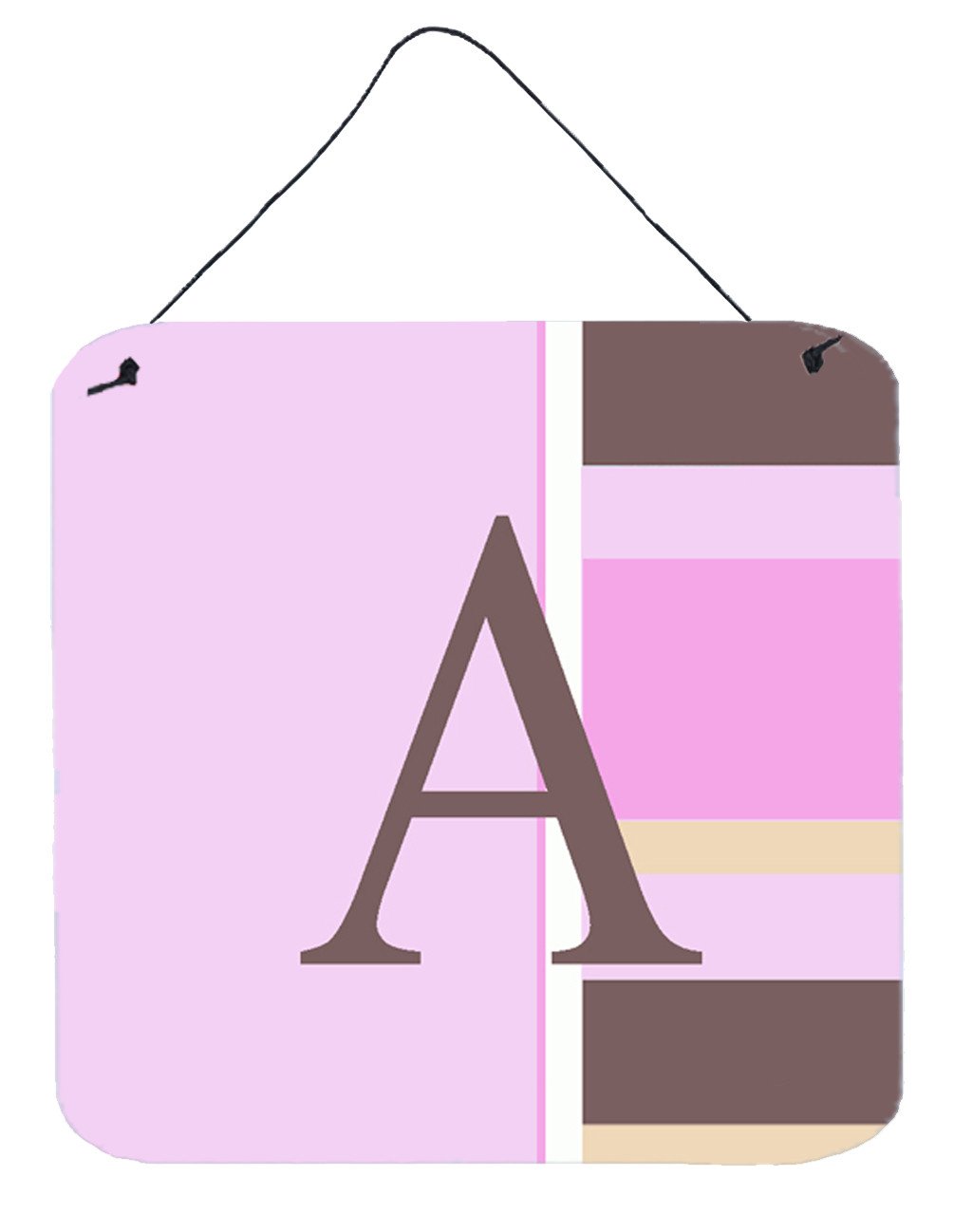 Letter A Initial Monogram - Pink Stripes Wall or Door Hanging Prints by Caroline's Treasures