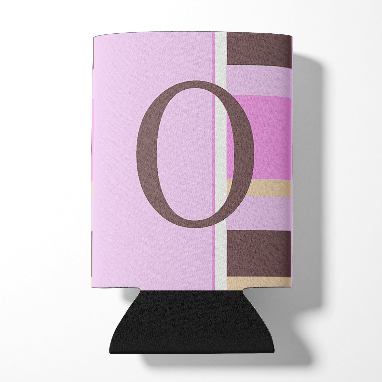 Letter O Initial Monogram - Pink Stripes Can or Bottle Beverage Insulator Hugger.