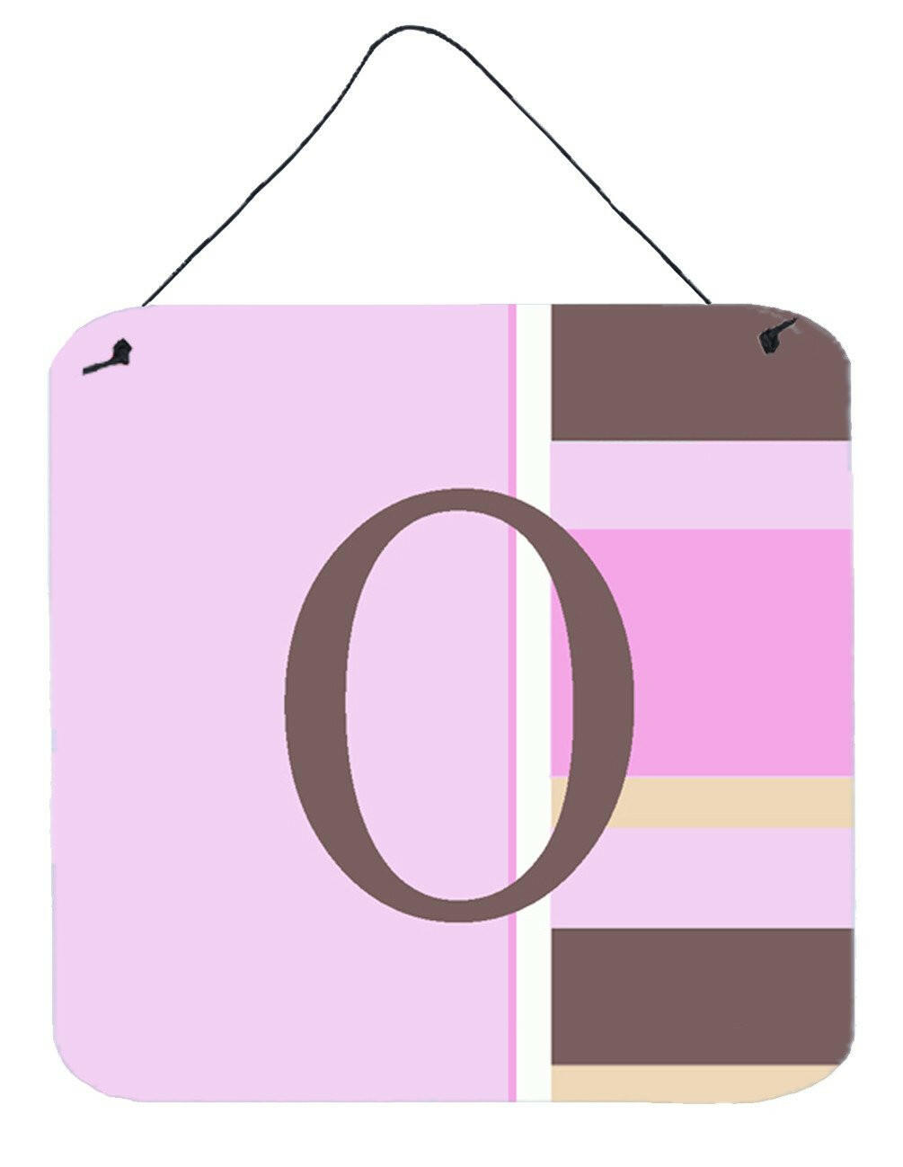 Letter O Initial Monogram - Pink Stripes Wall or Door Hanging Prints by Caroline&#39;s Treasures