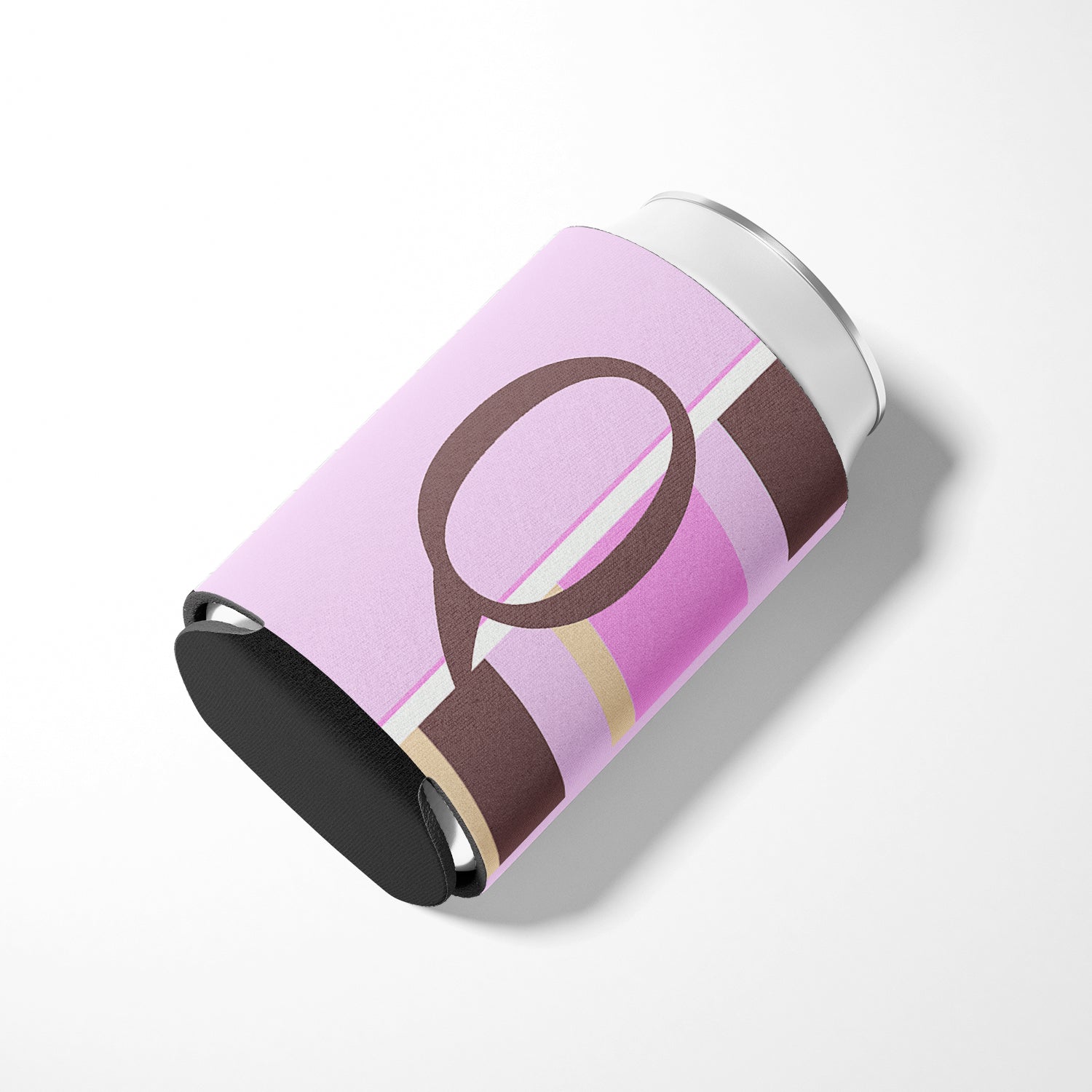 Letter Q Initial Monogram - Pink Stripes Can or Bottle Beverage Insulator Hugger.