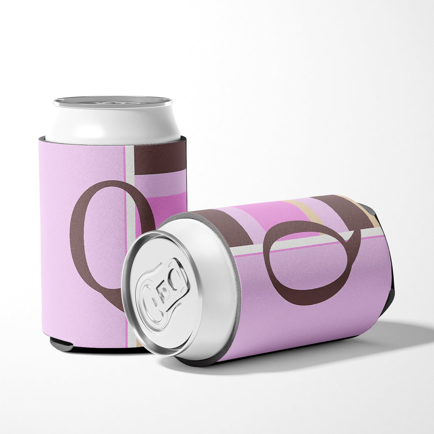 Letter Q Initial Monogram - Pink Stripes Can or Bottle Beverage Insulator Hugger.