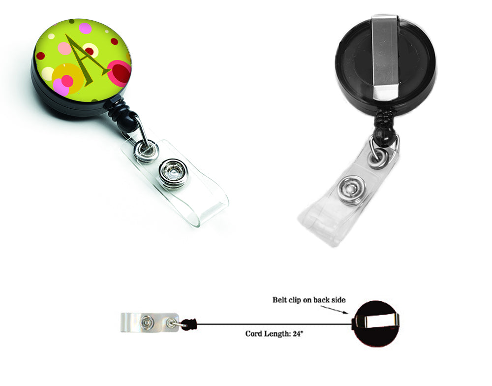 Letter A Monogram - Lime Green Retractable Badge Reel CJ1010-ABR  the-store.com.