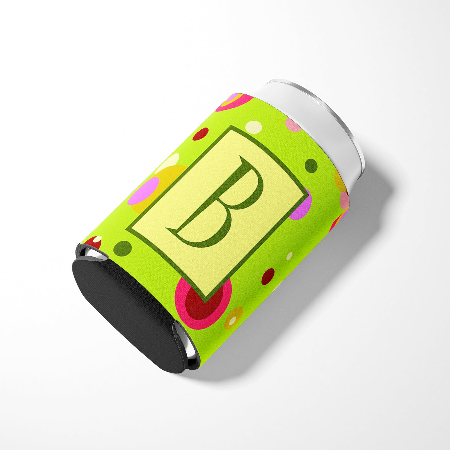 Letter B Initial Monogram - Green Can or Bottle Beverage Insulator Hugger.