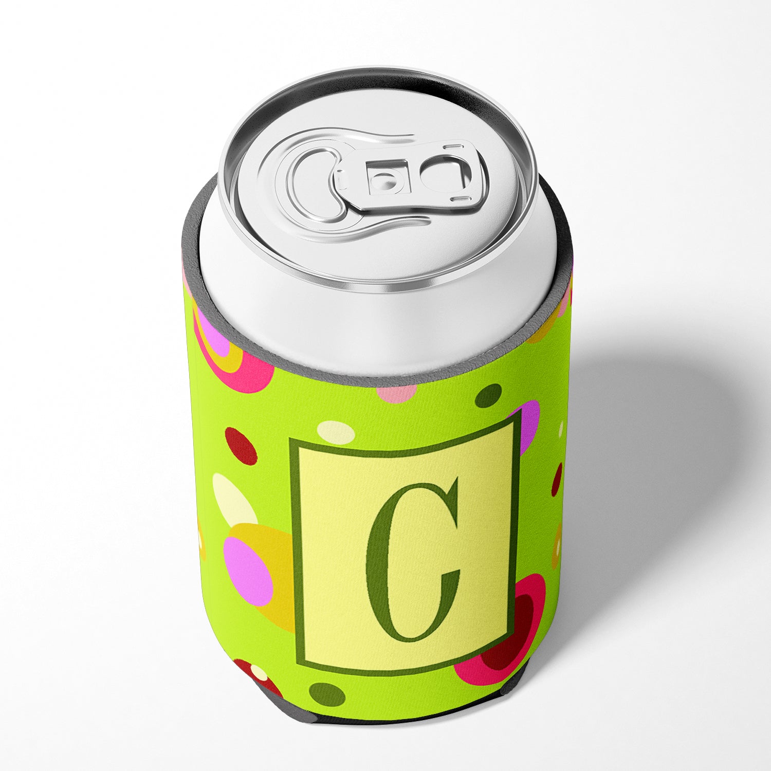 Letter C Initial Monogram - Green Can or Bottle Beverage Insulator Hugger