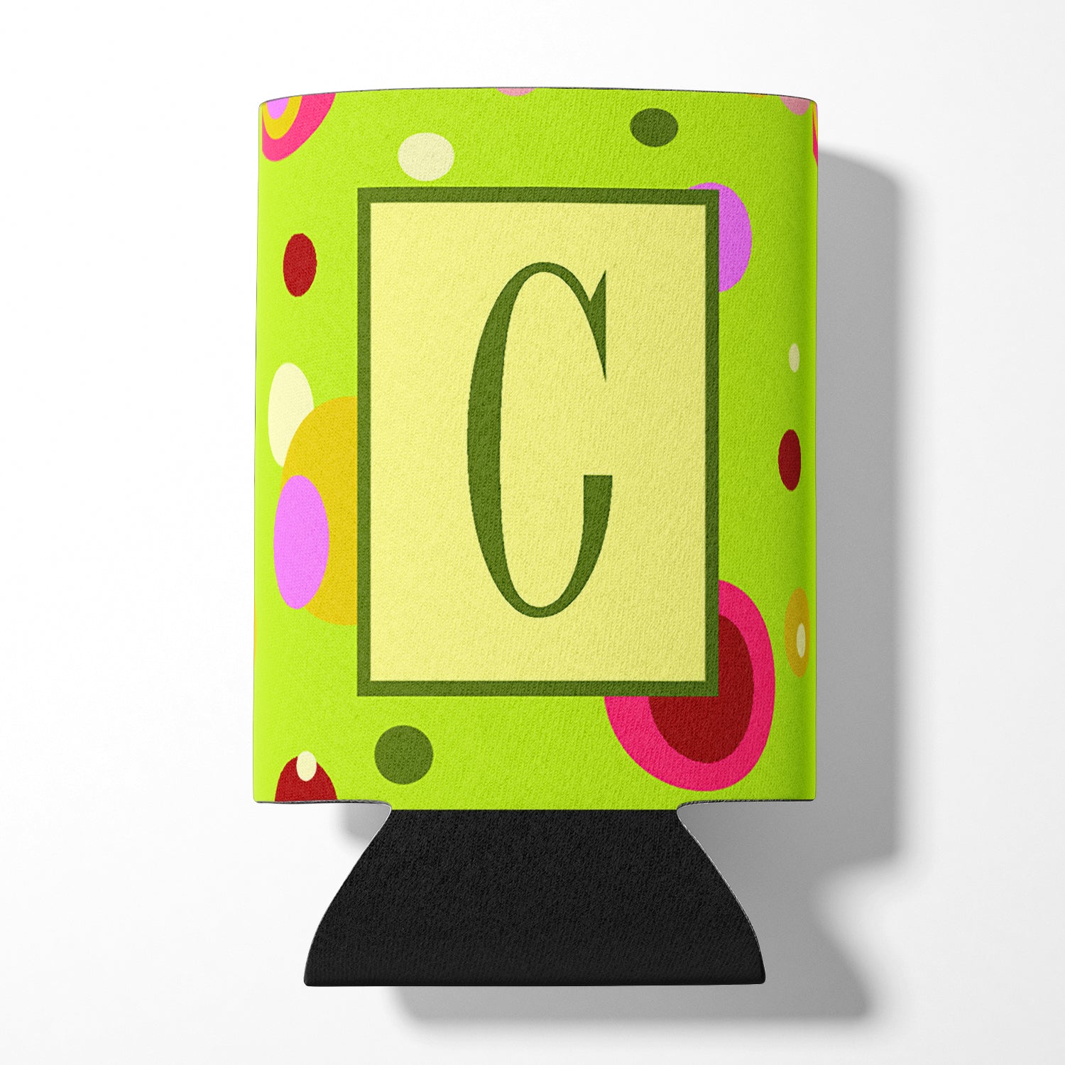 Letter C Initial Monogram - Green Can or Bottle Beverage Insulator Hugger.