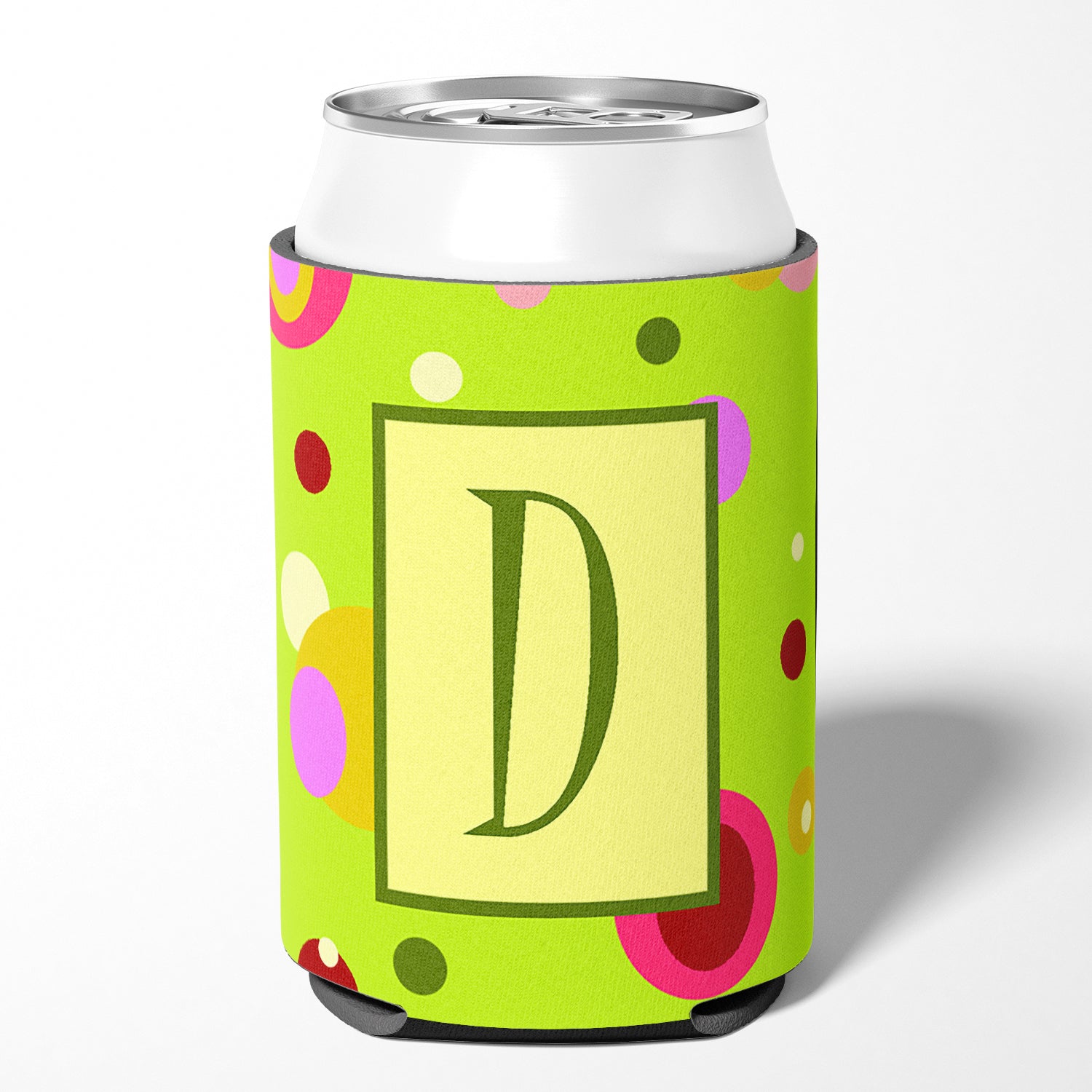 Letter D Initial Monogram - Green Can or Bottle Beverage Insulator Hugger.