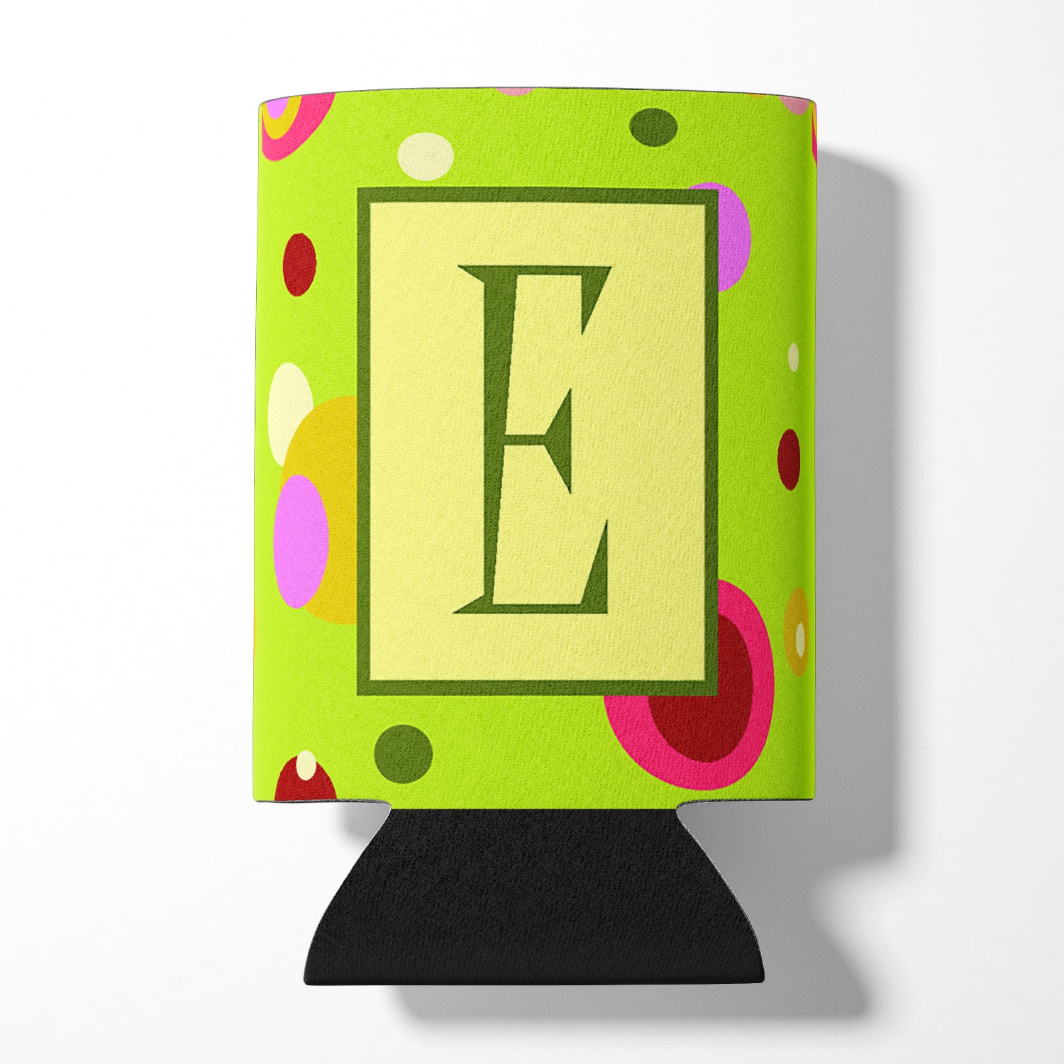 Letter E Initial Monogram - Green Can or Bottle Beverage Insulator Hugger
