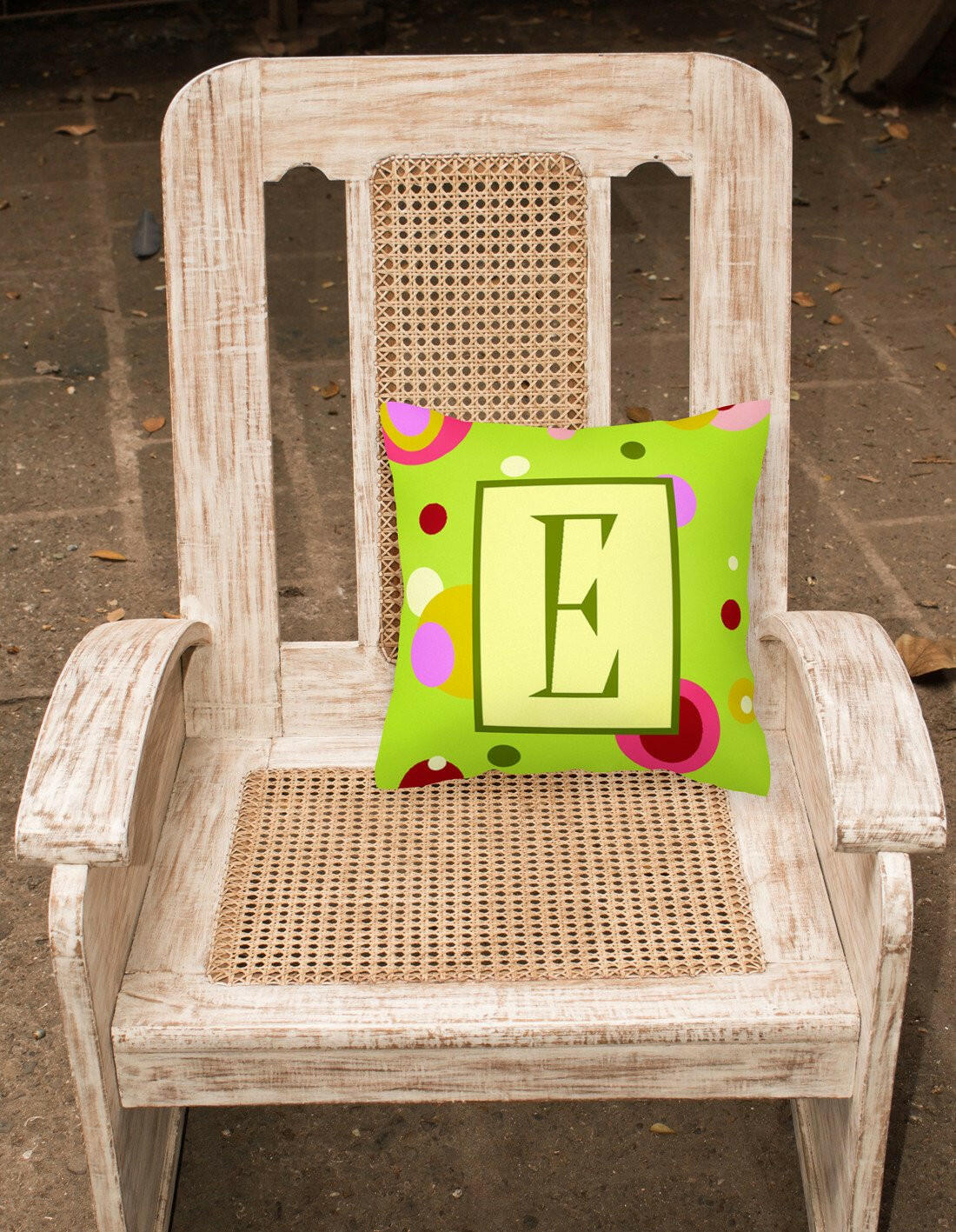 Letter E Initial Monogram - Green Decorative   Canvas Fabric Pillow - the-store.com