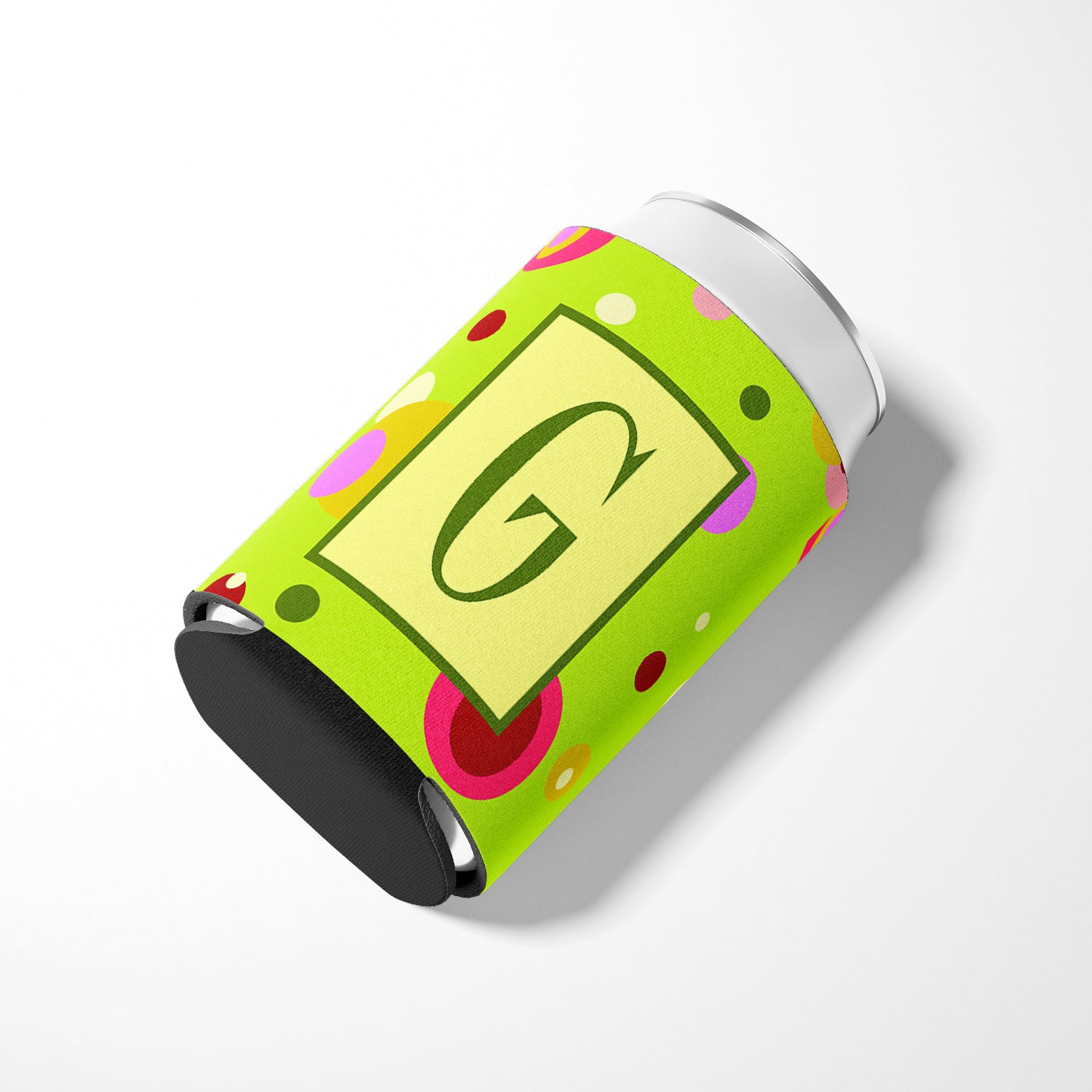 Letter G Initial Monogram - Green Can or Bottle Beverage Insulator Hugger
