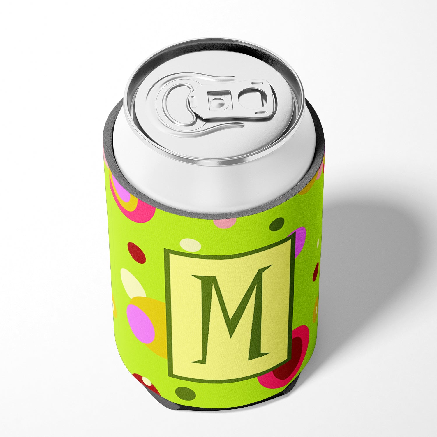 Letter M Initial Monogram - Green Can or Bottle Beverage Insulator Hugger