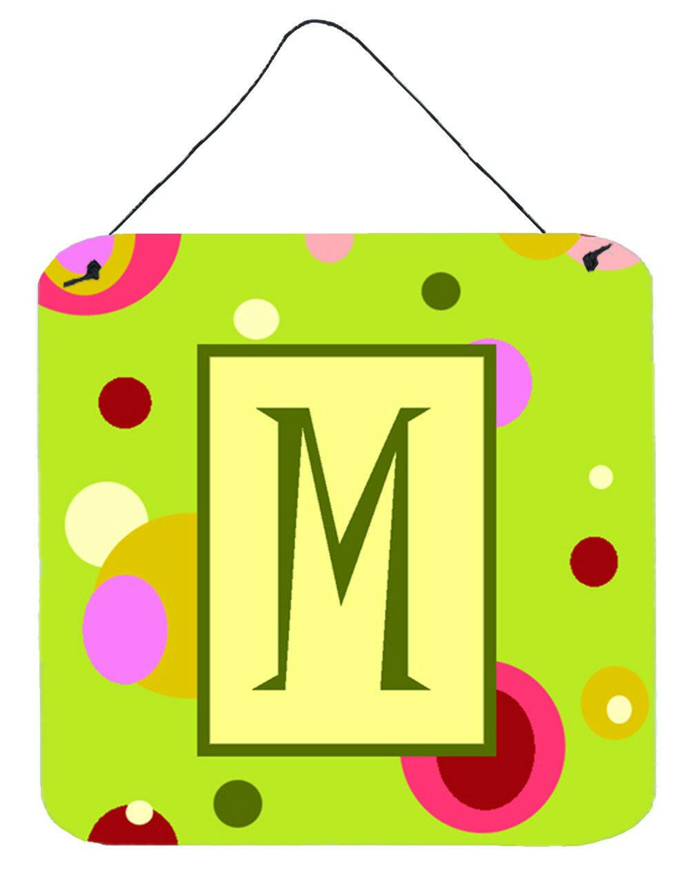 Letter M Initial Monogram - Green Aluminium Metal Wall or Door Hanging Prints by Caroline&#39;s Treasures