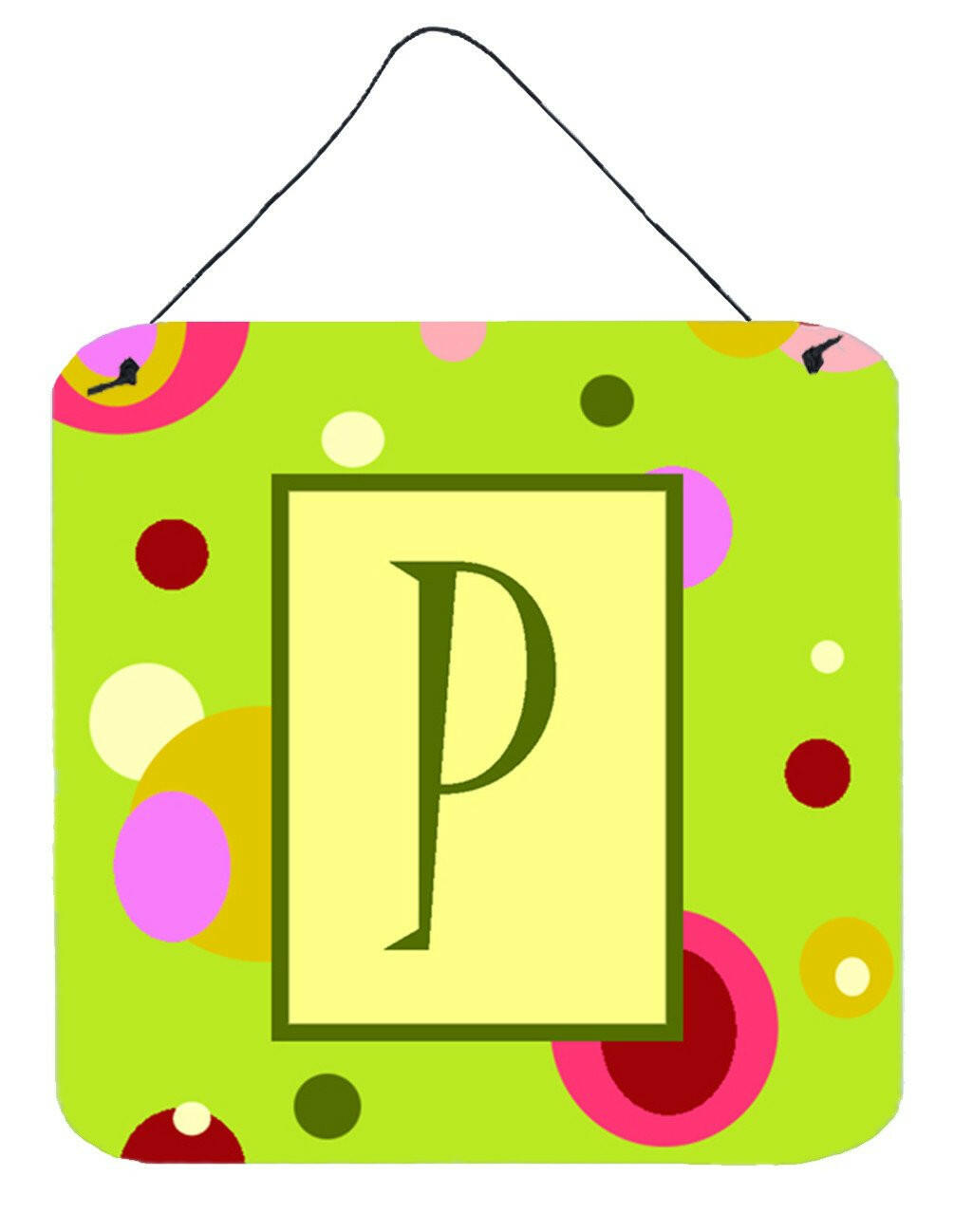Letter P Initial Monogram - Green Aluminium Metal Wall or Door Hanging Prints by Caroline's Treasures