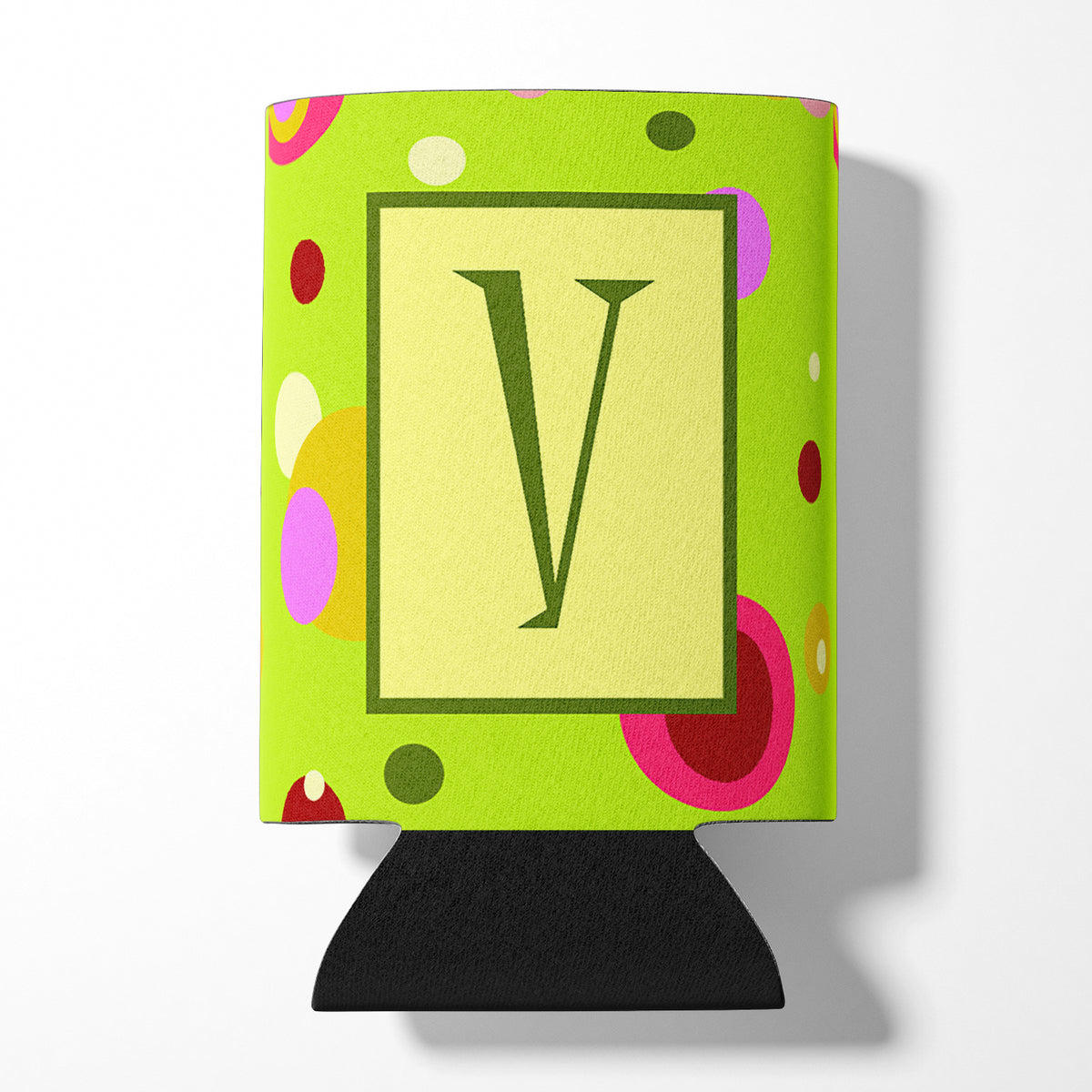 Letter V Initial Monogram - Green Can or Bottle Beverage Insulator Hugger